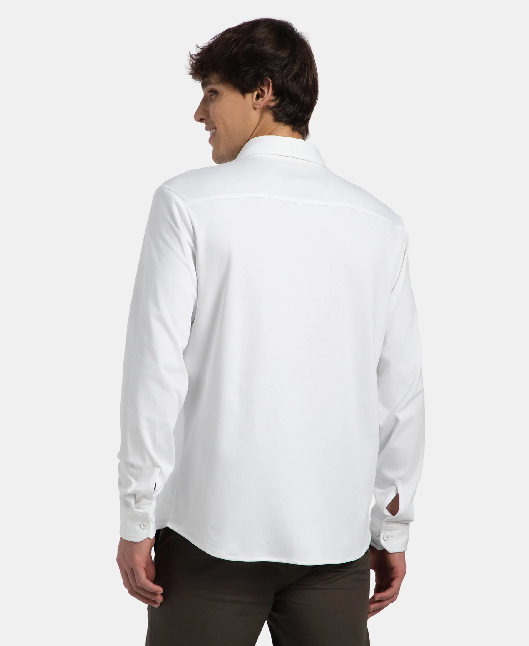 Super Combed Cotton Rich Full Sleeve Knit Shirt - White - Image 3