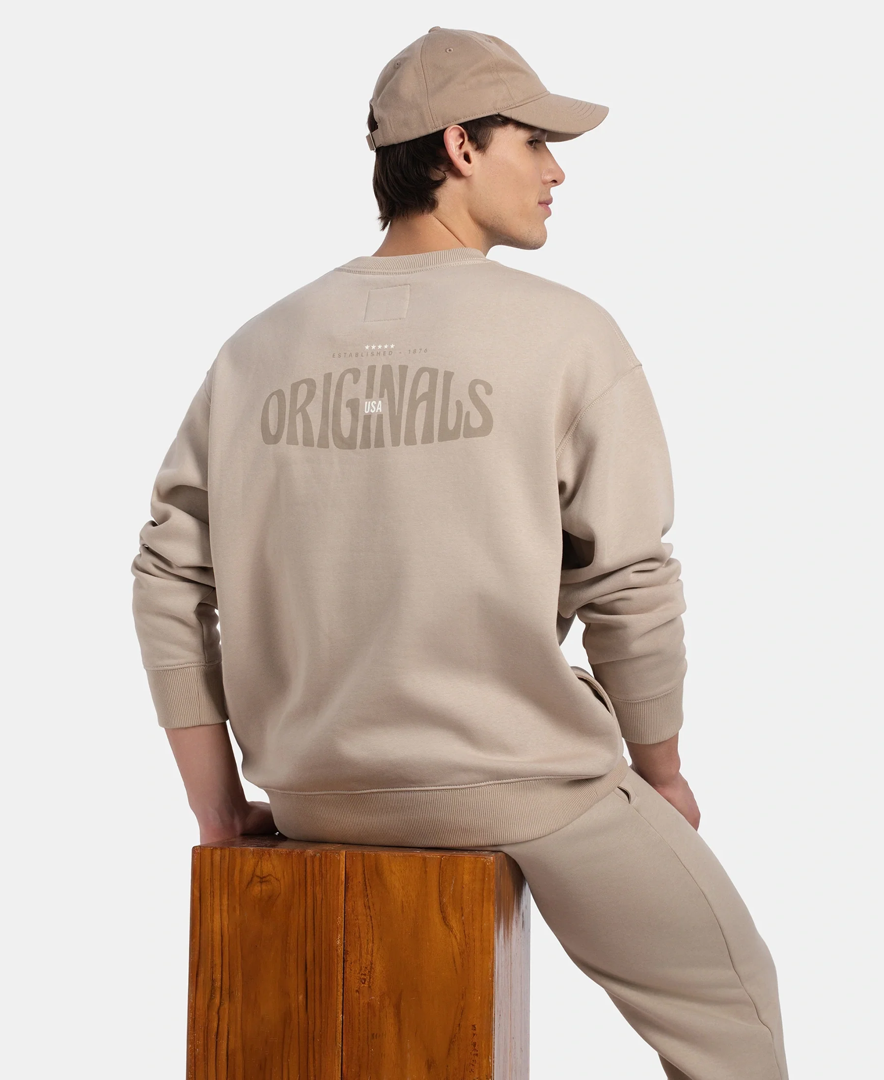Super Combed Cotton Rich Graphic Print Fleece Sweatshirt with StayWarm Technology - Pure Cashmere - Image 5