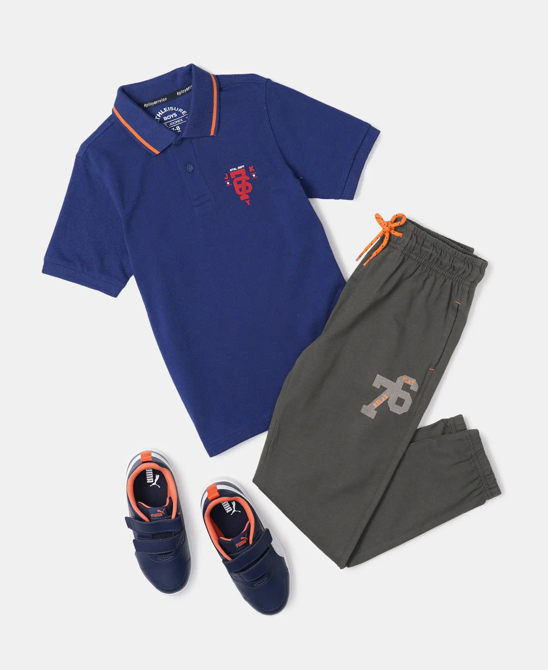 Boy's Super Combed Cotton Rich Graphic Printed Half Sleeve Polo T-Shirt - Blue Depth - Image 4