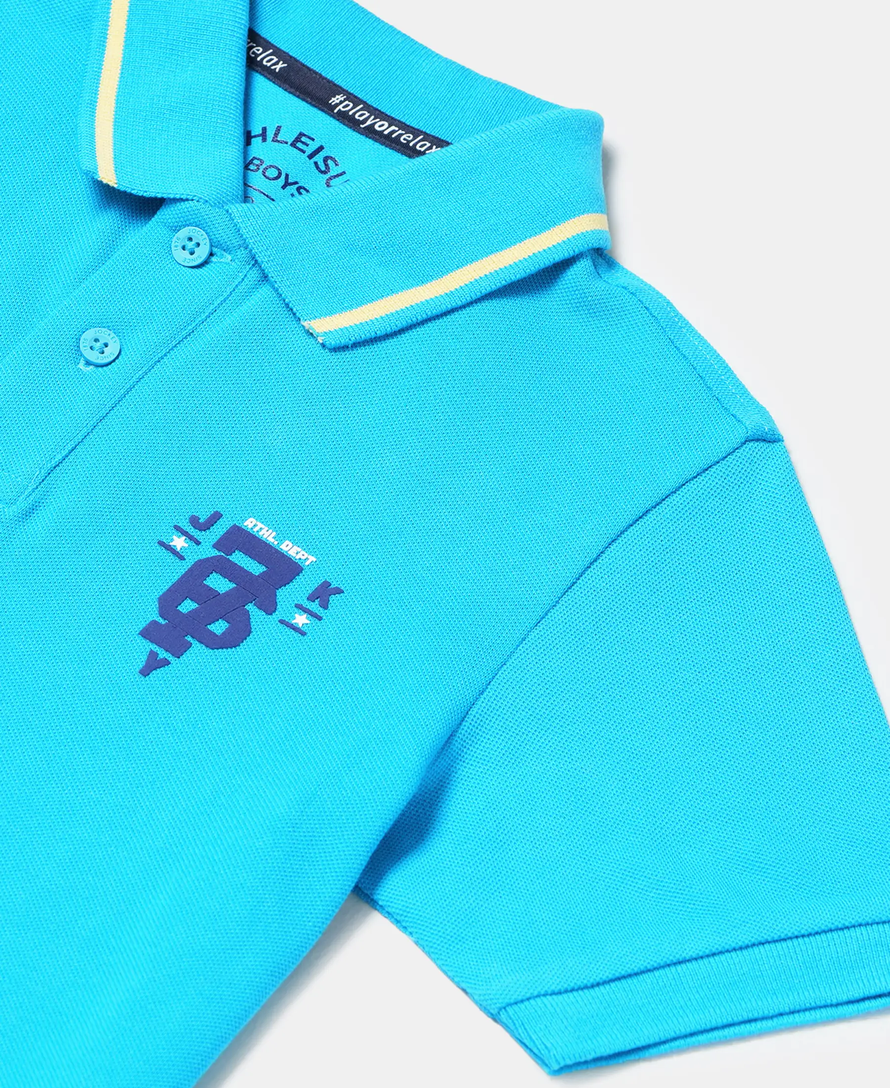 Boy's Super Combed Cotton Rich Graphic Printed Half Sleeve Polo T-Shirt - Scuba Blue - Image 3