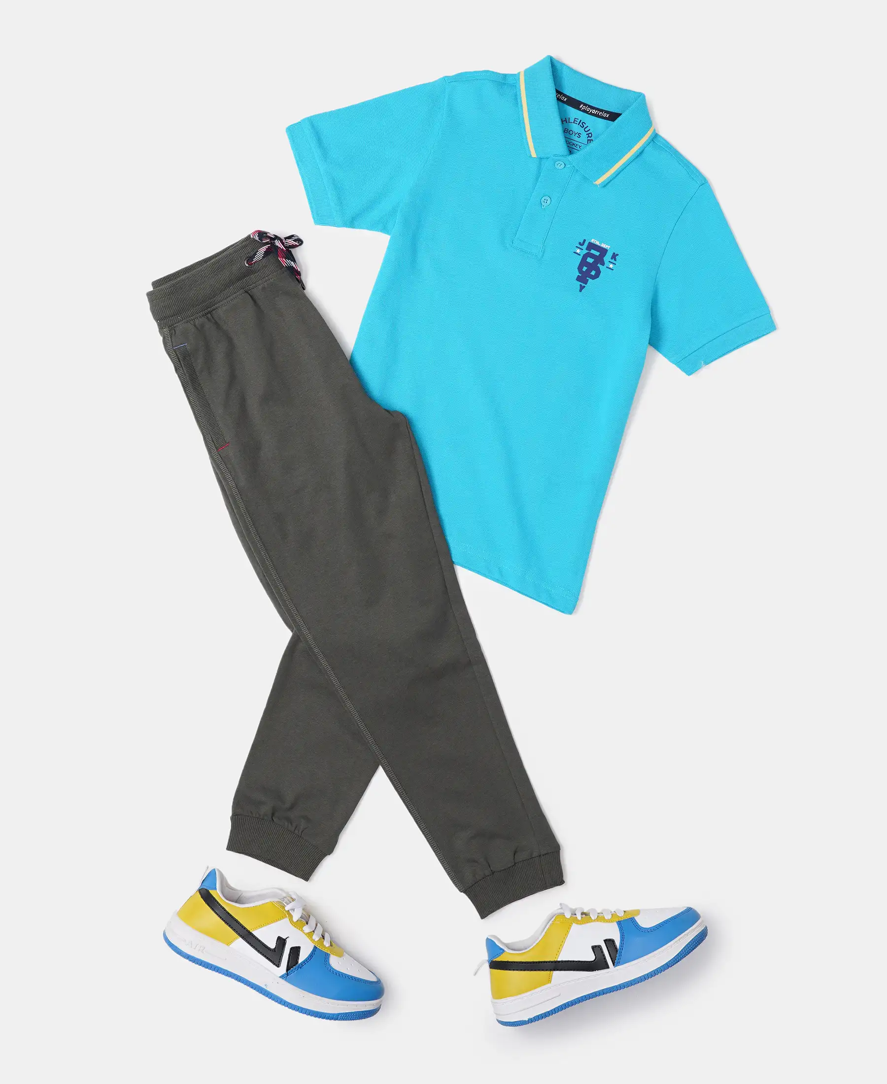 Boy's Super Combed Cotton Rich Graphic Printed Half Sleeve Polo T-Shirt - Scuba Blue - Image 4