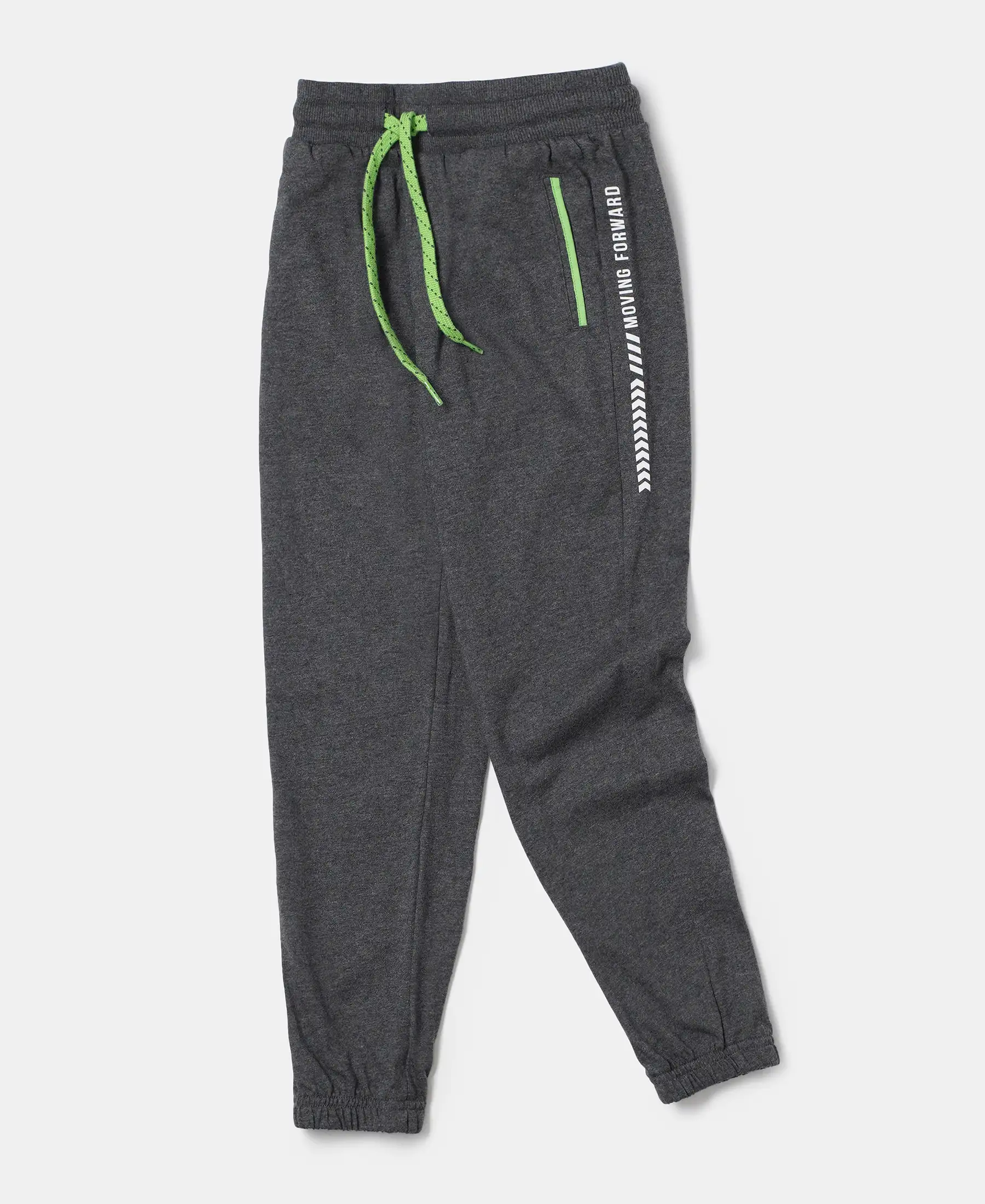 Boy's Super Combed Cotton Rich Graphic Printed Joggers with Elasticated Hem - Charcoal Melange - Image 5