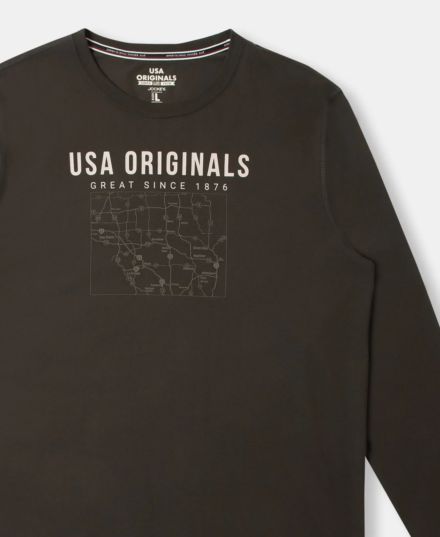 Super Combed Cotton Rich Graphic Printed Round Neck Full Sleeve T-Shirt - Deep Olive USA - Image 9
