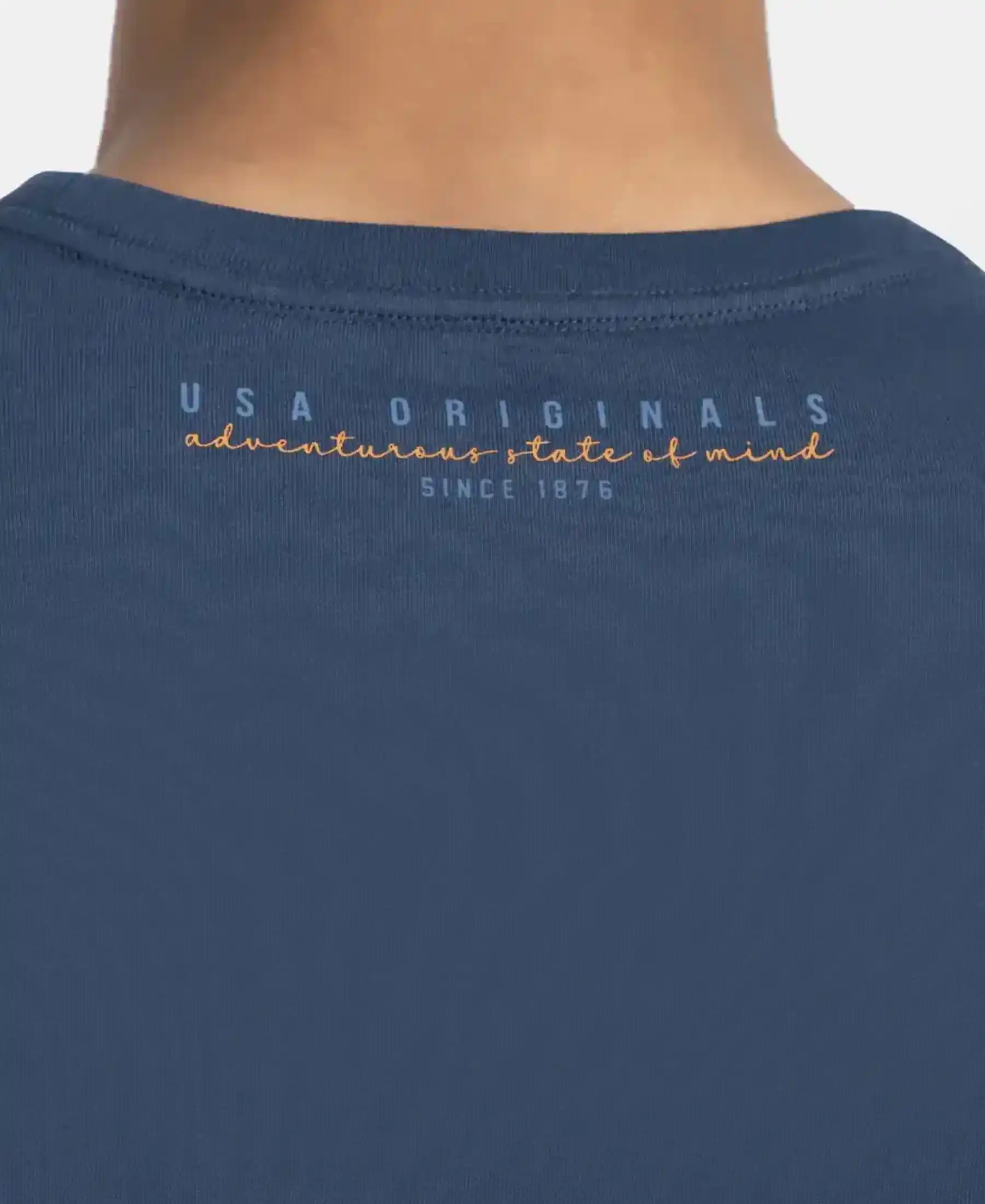 Super Combed Cotton Rich Graphic Printed Round Neck Full Sleeve T-Shirt - Insignia Blue USA - Image 7