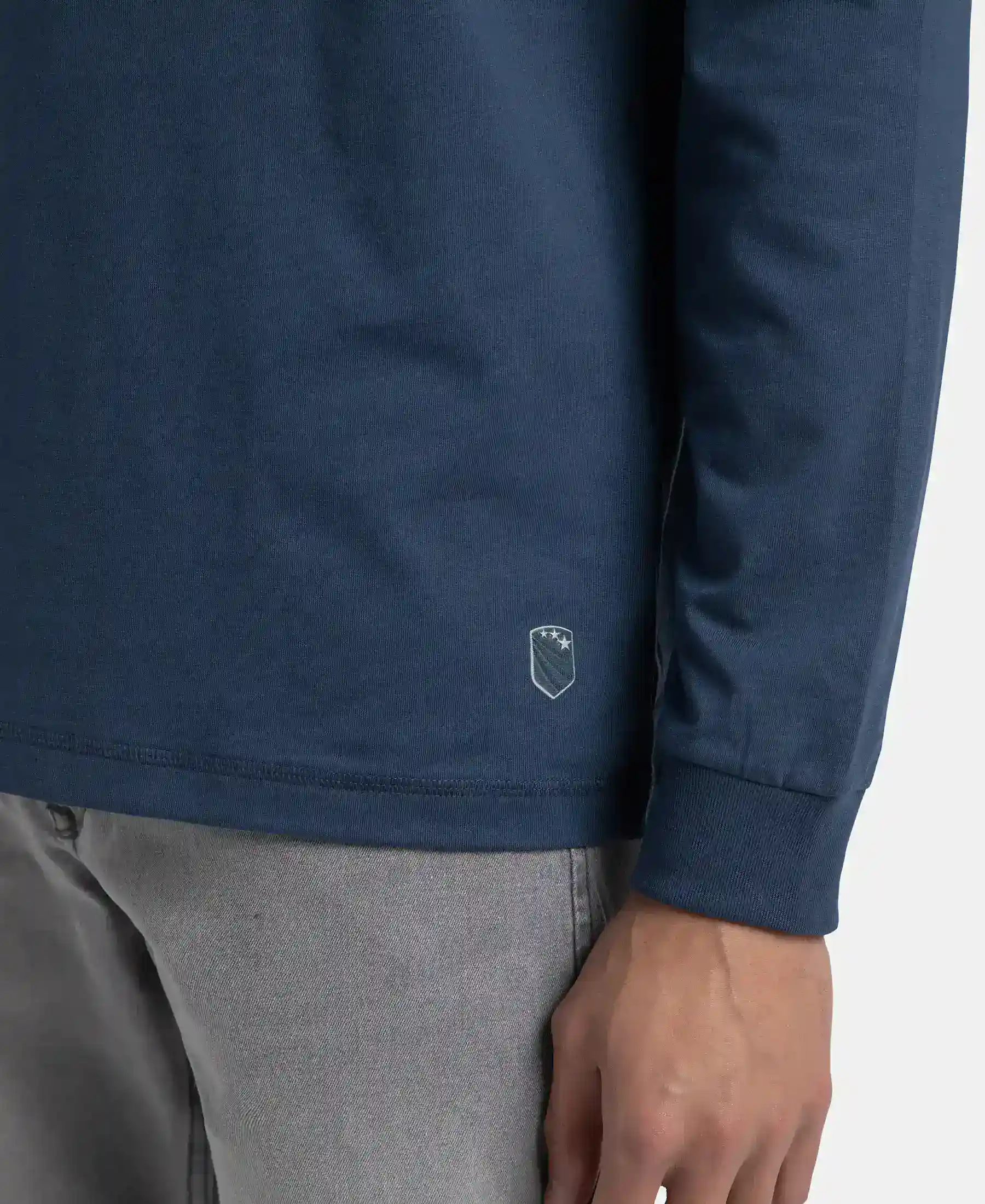 Super Combed Cotton Rich Graphic Printed Round Neck Full Sleeve T-Shirt - Insignia Blue USA - Image 8