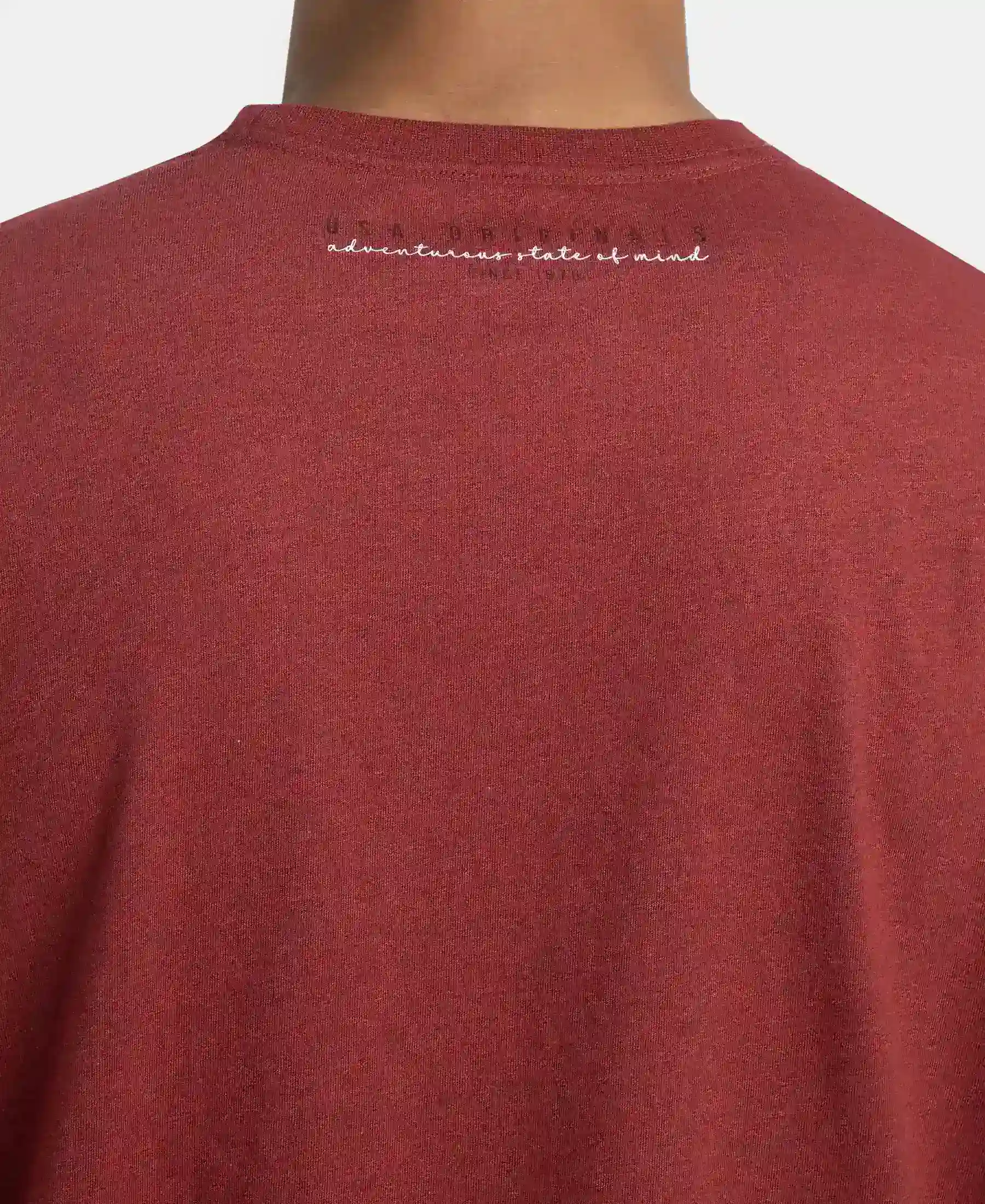 Super Combed Cotton Rich Graphic Printed Round Neck Full Sleeve T-Shirt - Red Melange USA - Image 7