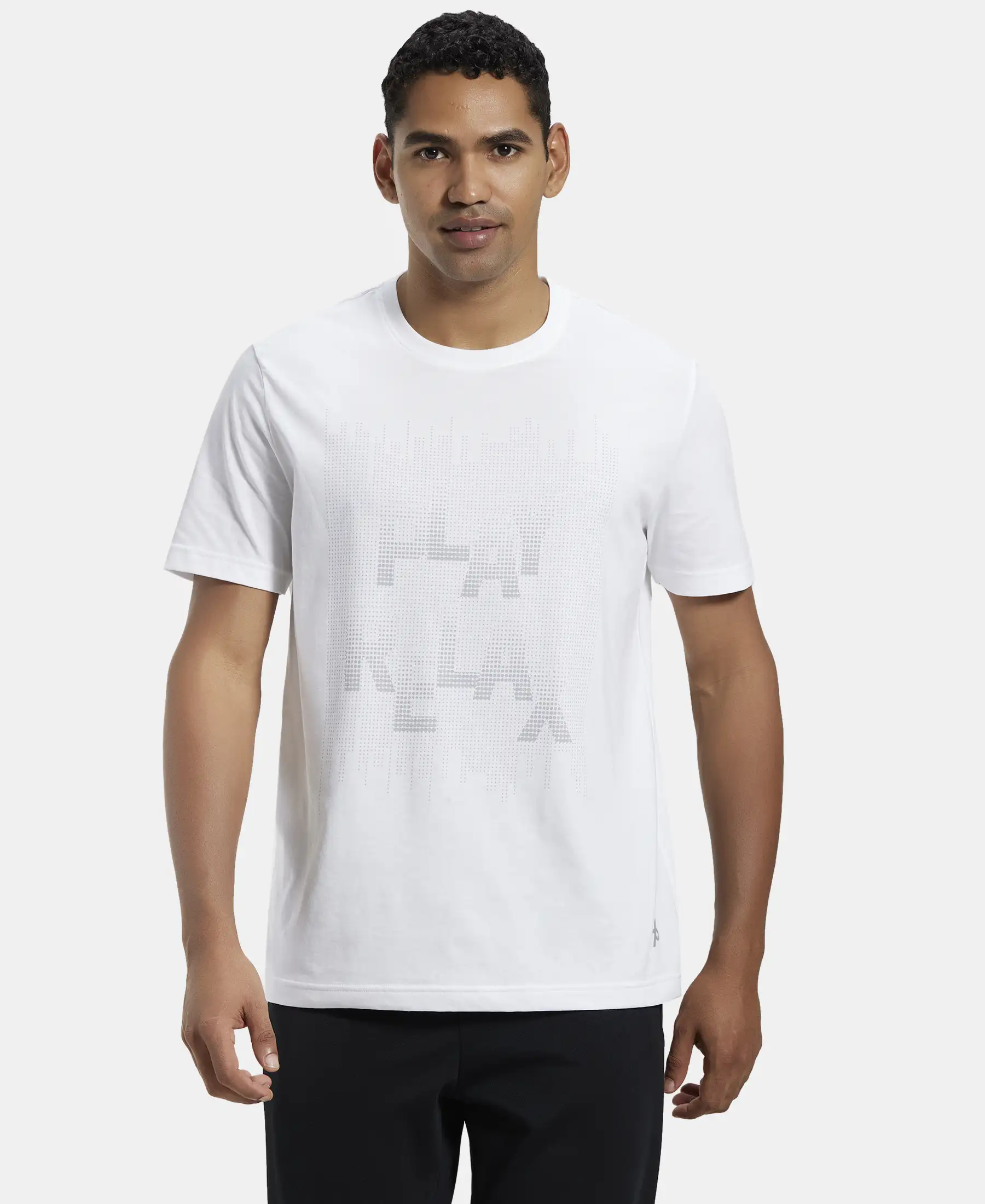 Super Combed Cotton Rich Graphic Printed Round Neck Half Sleeve T-Shirt - White