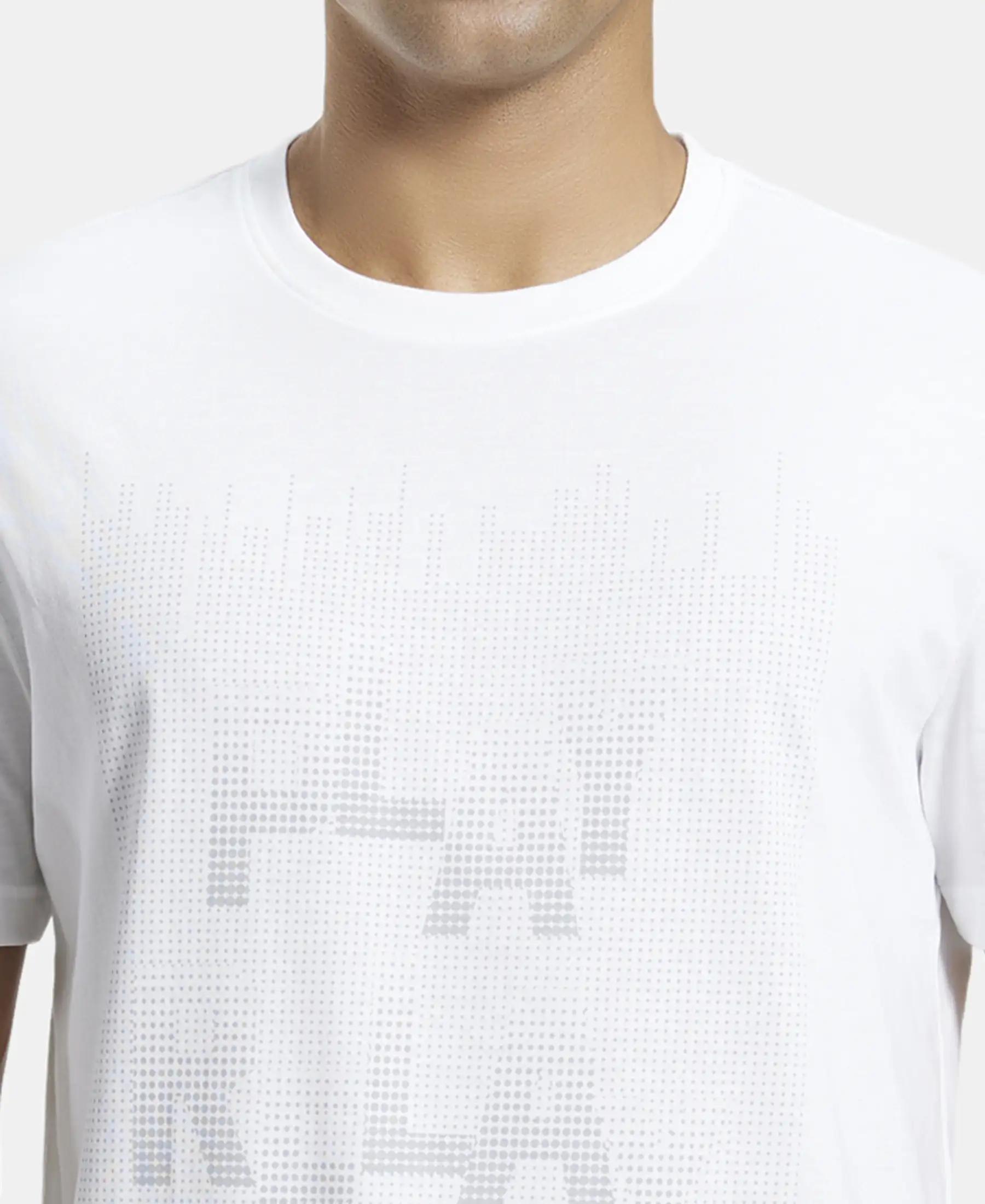 Super Combed Cotton Rich Graphic Printed Round Neck Half Sleeve T-Shirt - White - Image 6