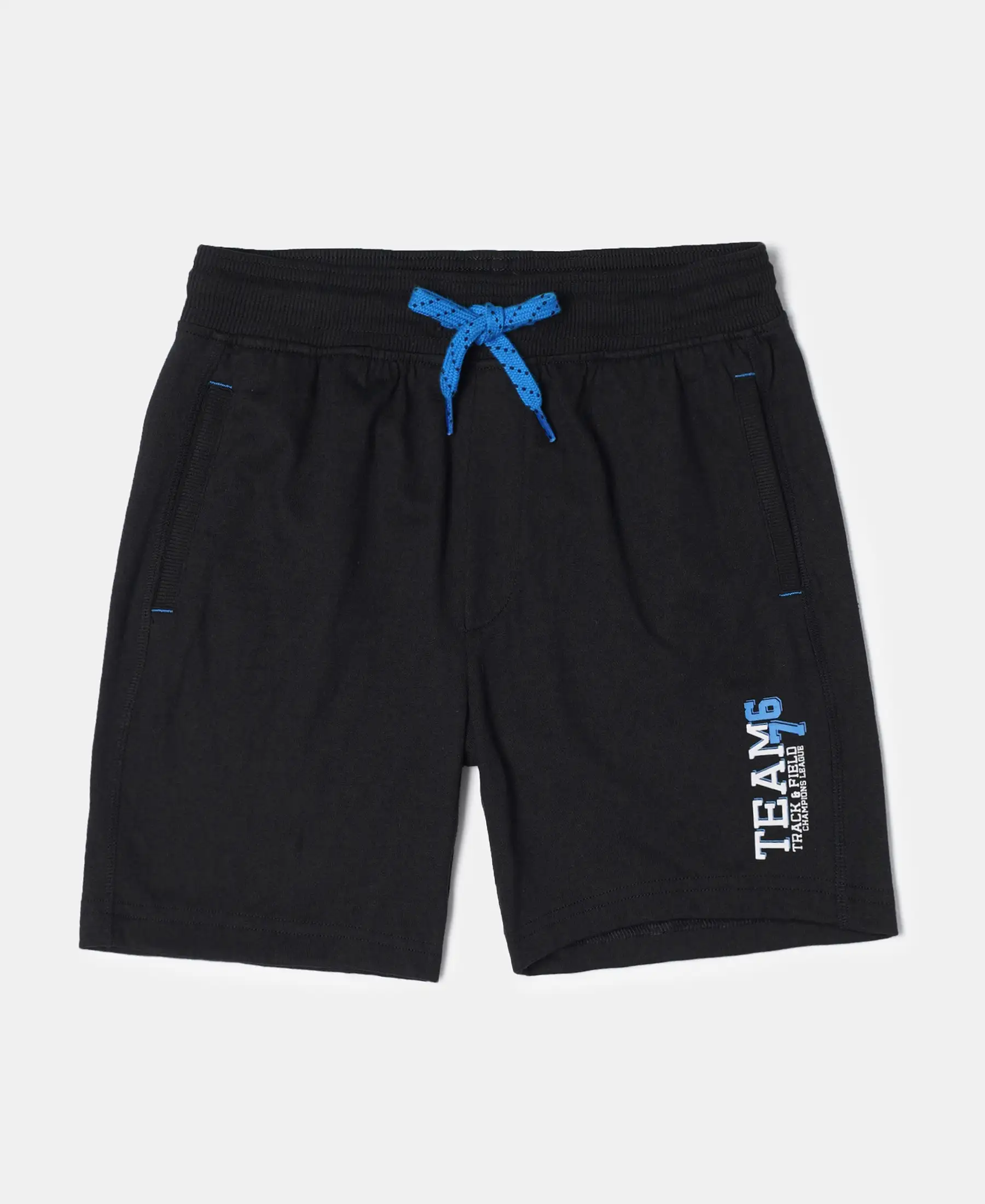 Boy's Super Combed Cotton Rich Graphic Printed Shorts - Black