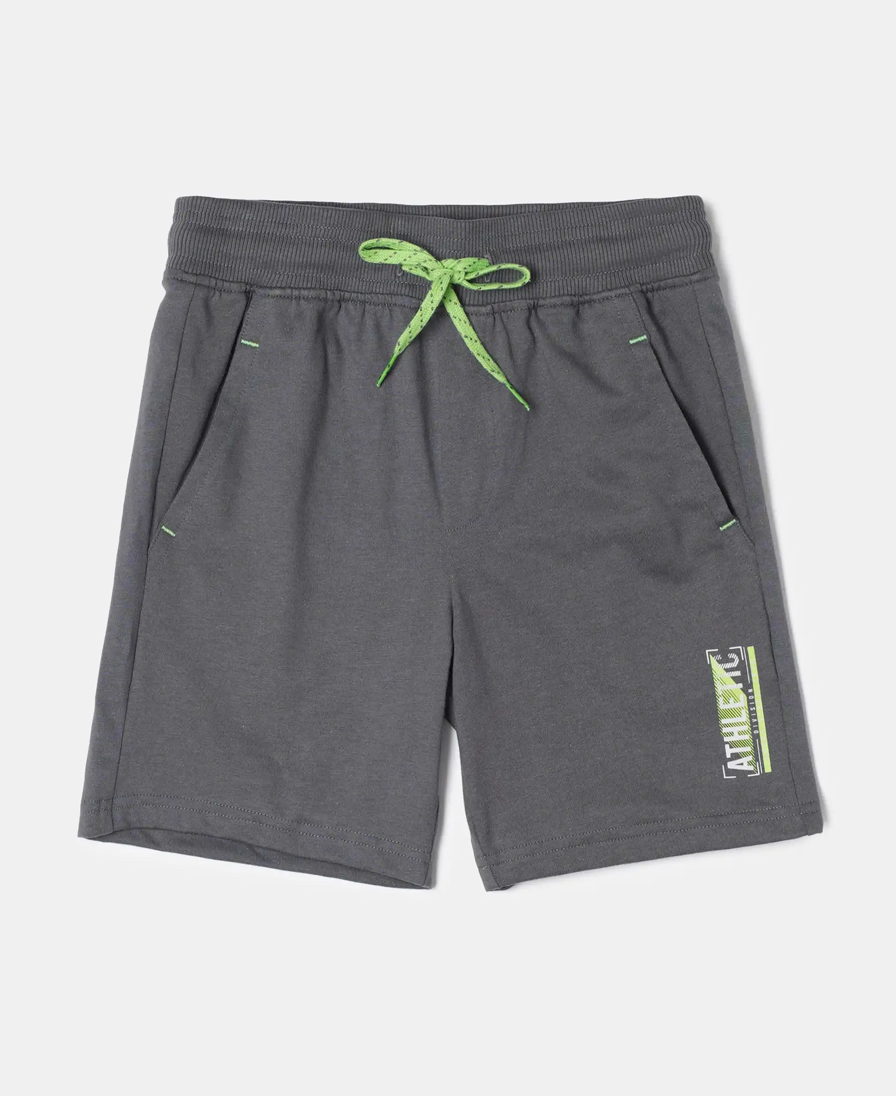 Boy's Super Combed Cotton Rich Graphic Printed Shorts - Gun Metal