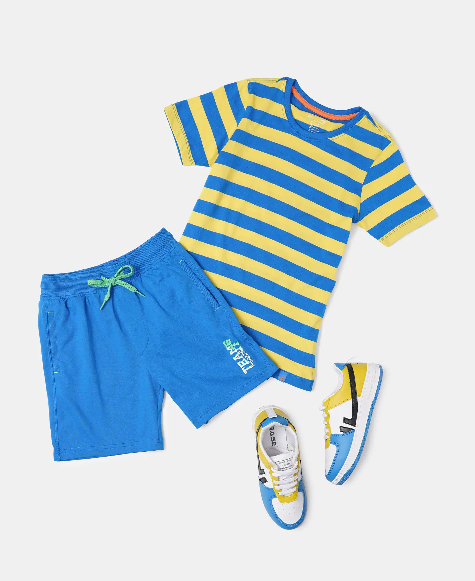 Boy's Super Combed Cotton Rich Graphic Printed Shorts - Neon Blue - Image 4