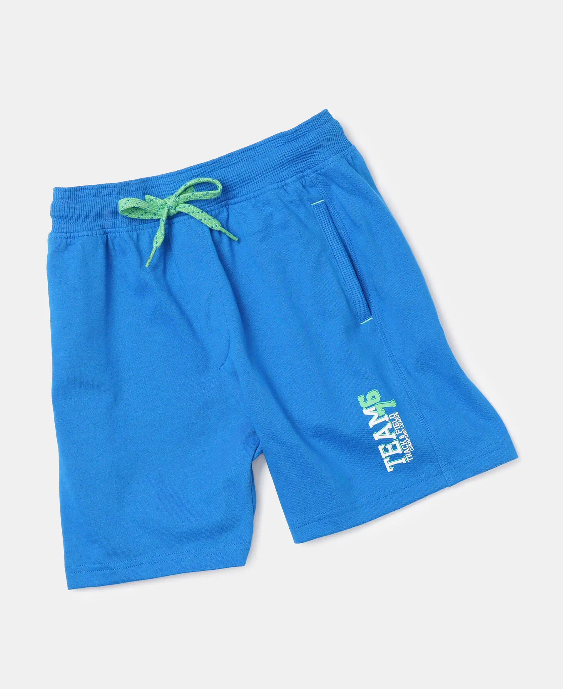 Boy's Super Combed Cotton Rich Graphic Printed Shorts - Neon Blue - Image 5