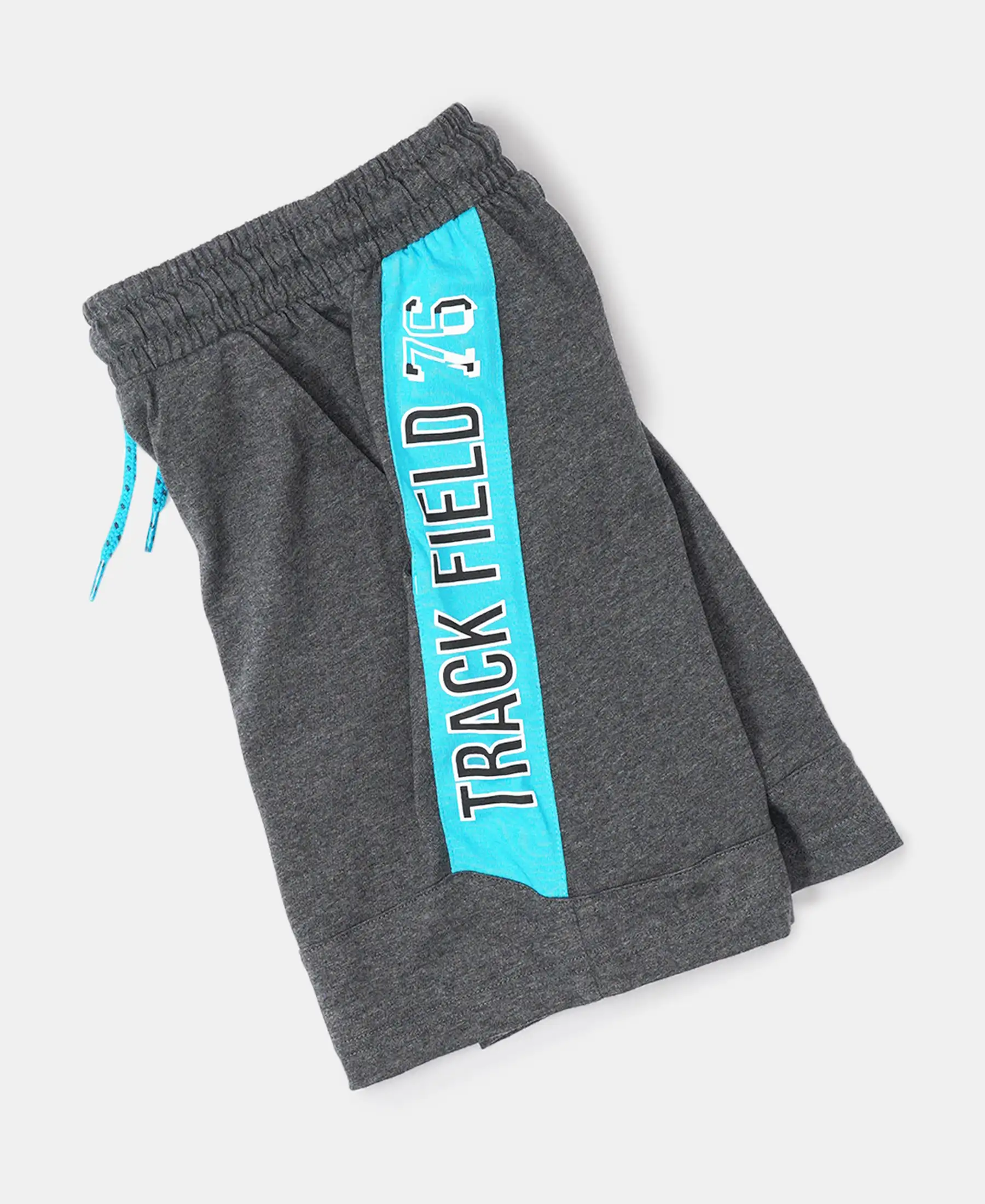 Boy's Super Combed Cotton Rich Graphic Printed Shorts with Contrast Side Panel - Charcoal Melange - Image 5