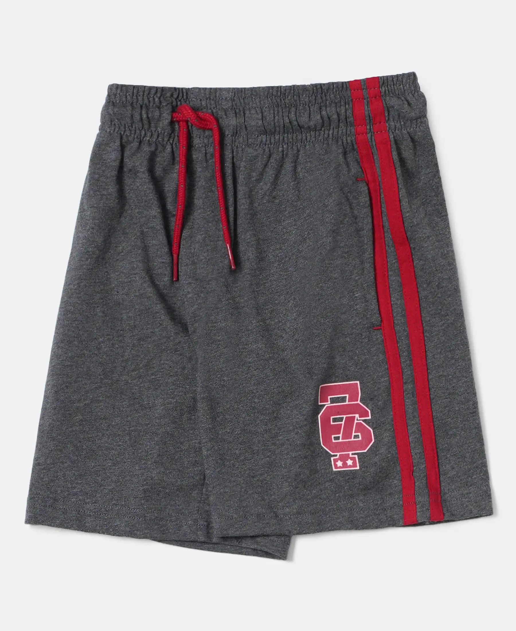 Boy's Super Combed Cotton Rich Graphic Printed Shorts with Contrast Side Taping - Charcoal Melange - Image 5