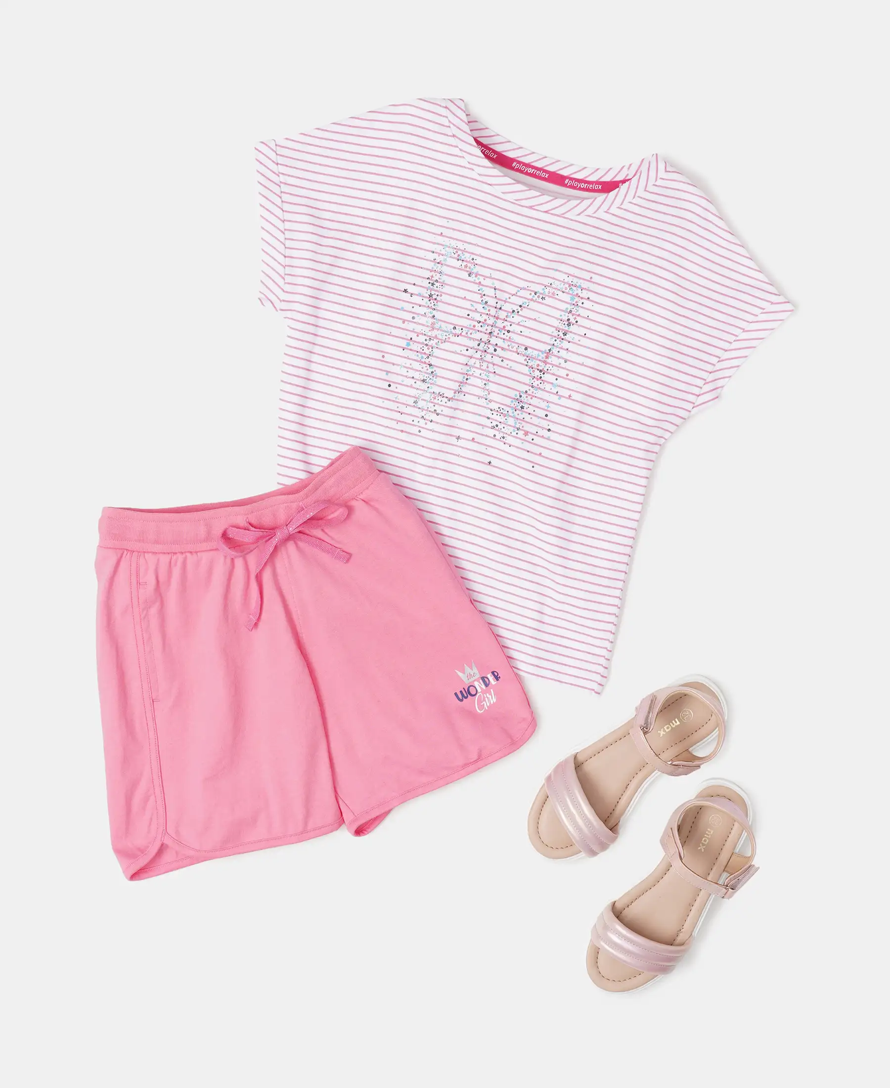 Girl's Super Combed Cotton Rich Graphic Printed Shorts with Curved Hem - Pink Carnation - Image 4