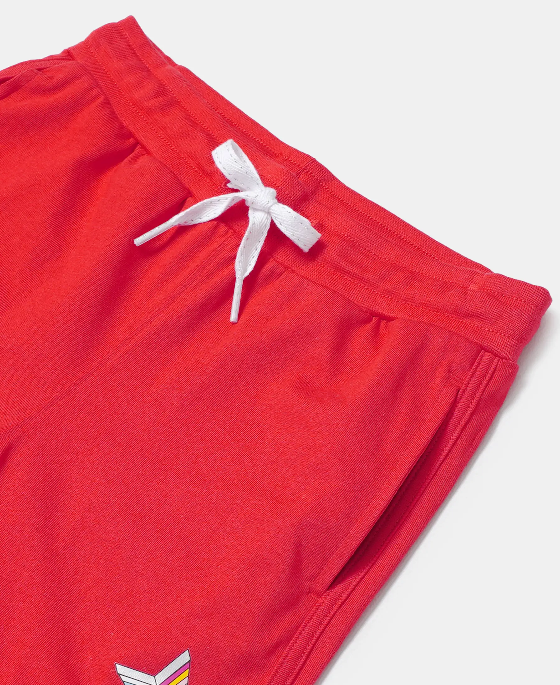 Girl's Super Combed Cotton Rich Graphic Printed Shorts with Curved Hem - Rio Red - Image 3
