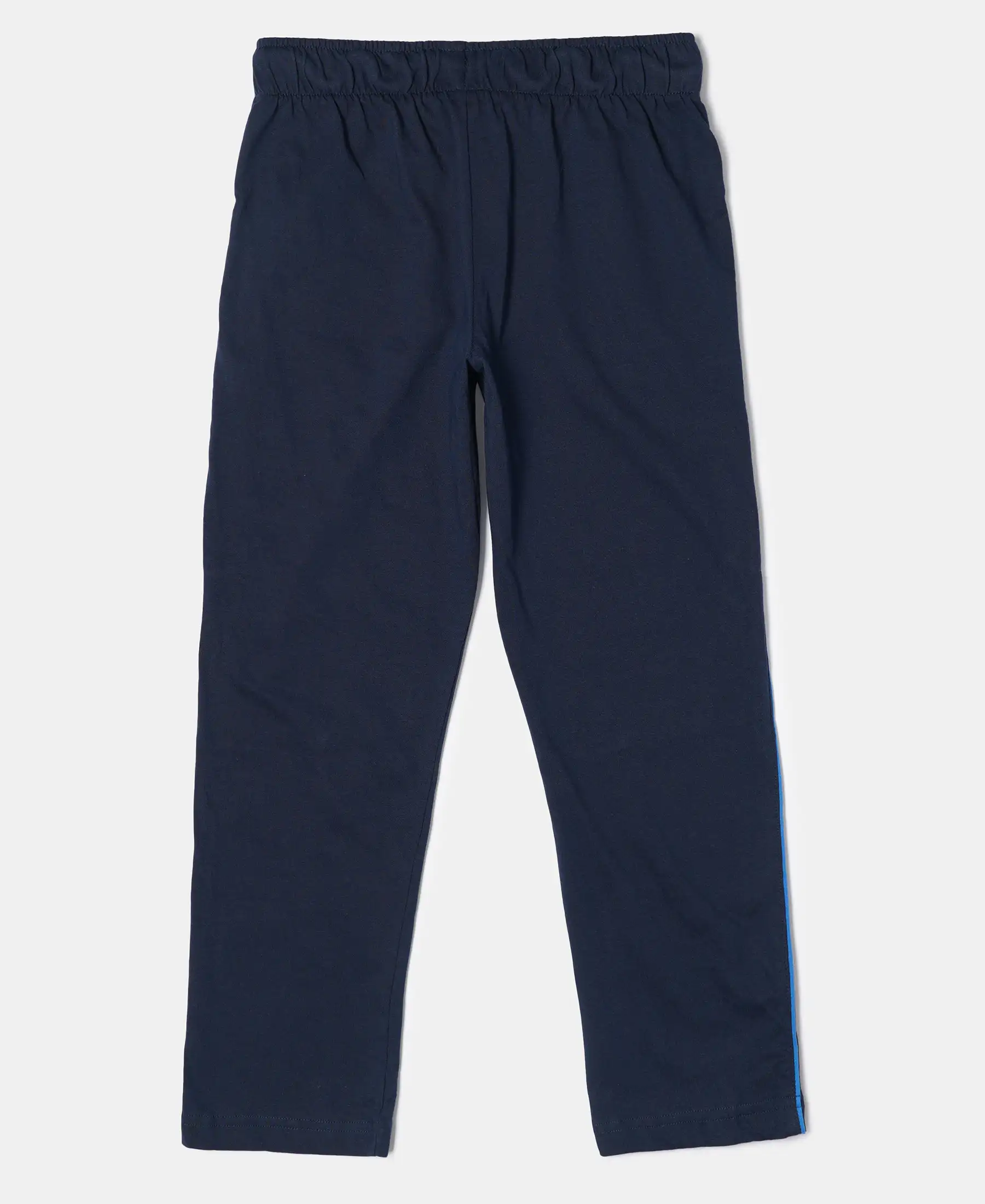 Boy's Super Combed Cotton Rich Graphic Printed Trackpants with Contrast Side Piping - Navy - Image 2