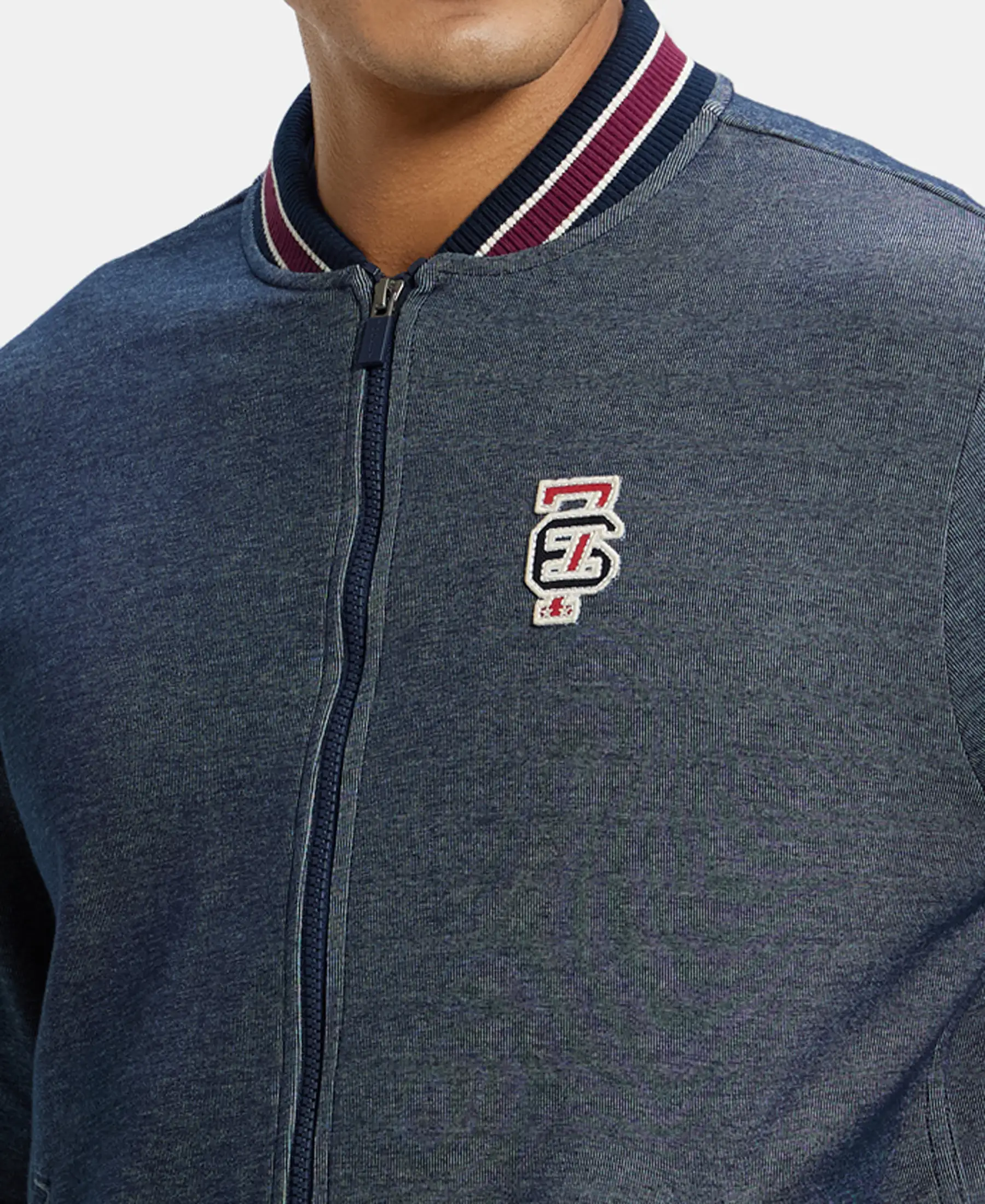 Super Combed Cotton Rich Jacket with Ribbed Cuffs - Navy - Image 6