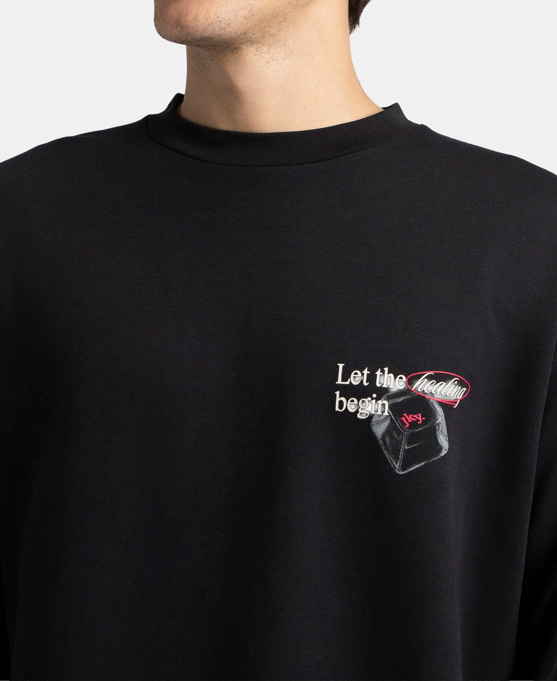 Super Combed Cotton Rich Oversized Fit Graphic Printed Full Sleeve T-Shirt - Deep Black - Image 7