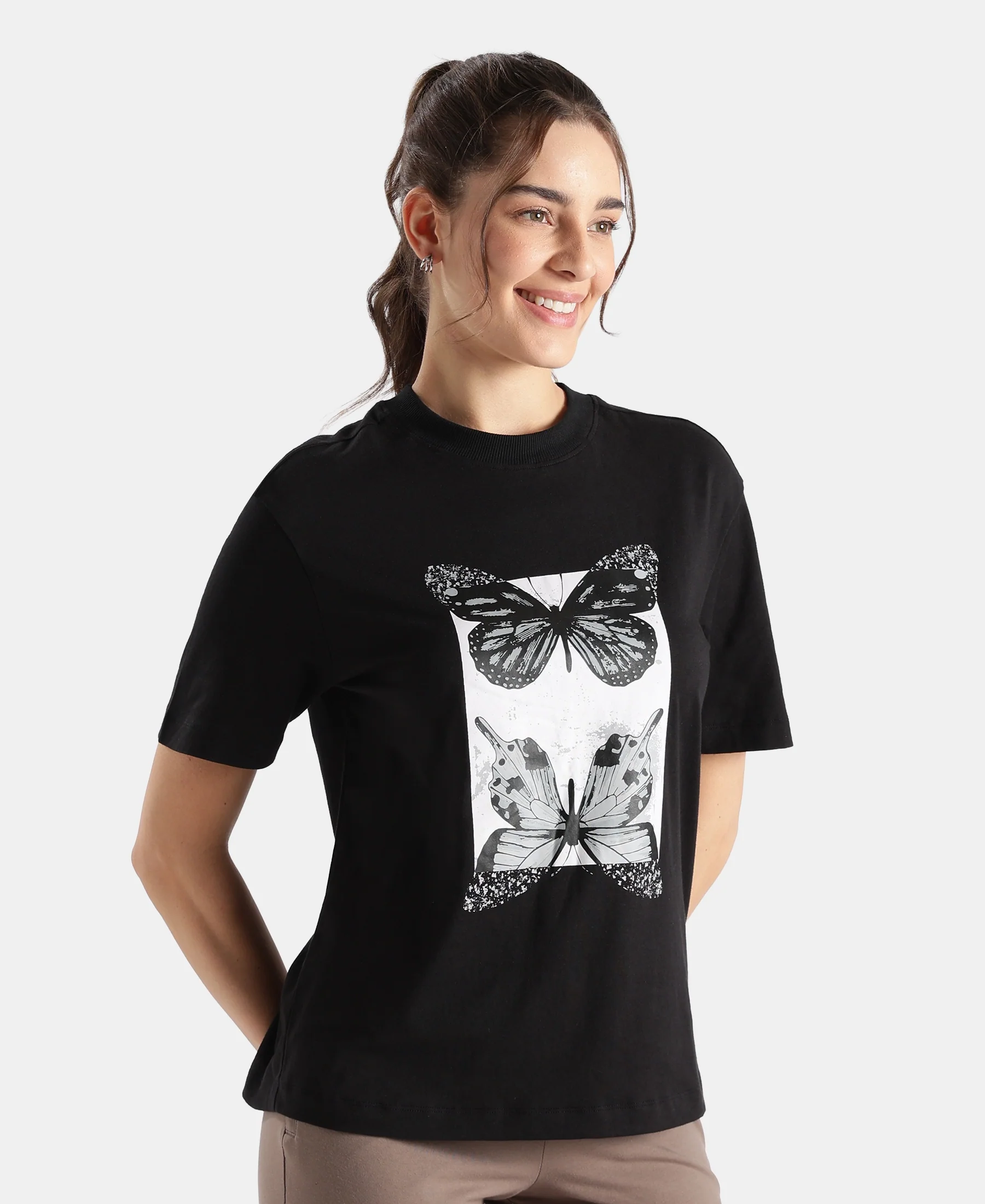 Super Combed Cotton Rich Oversized Printed T-Shirt - Black - Image 2