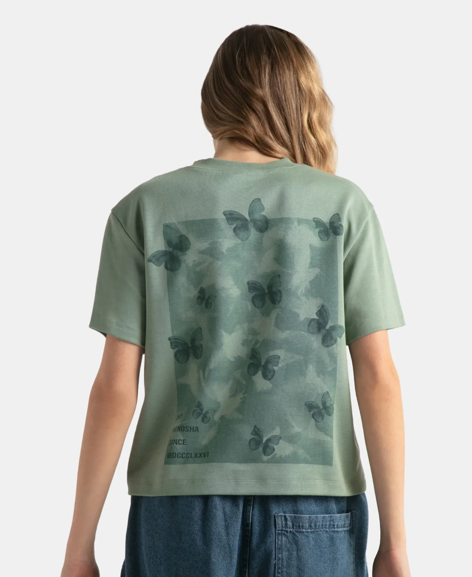 Super Combed Cotton Rich Oversized Graphic Print T-Shirt with Drop Shoulder Styling - Lily Pad - Image 2