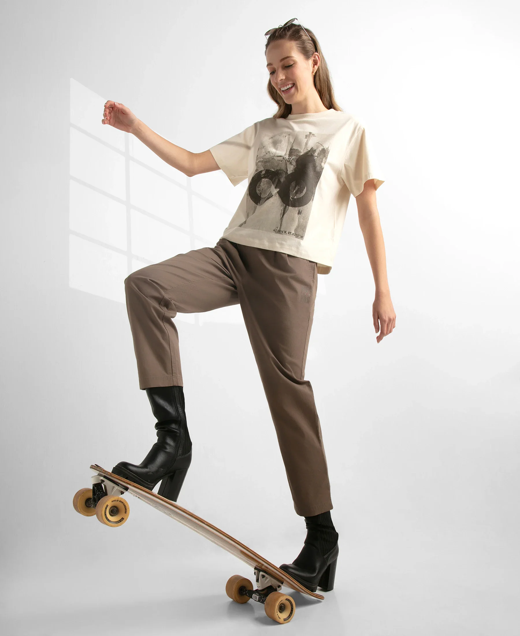 Super Combed Cotton Rich Oversized Graphic Print T-Shirt with Drop Shoulder Styling - Snow White - Image 6