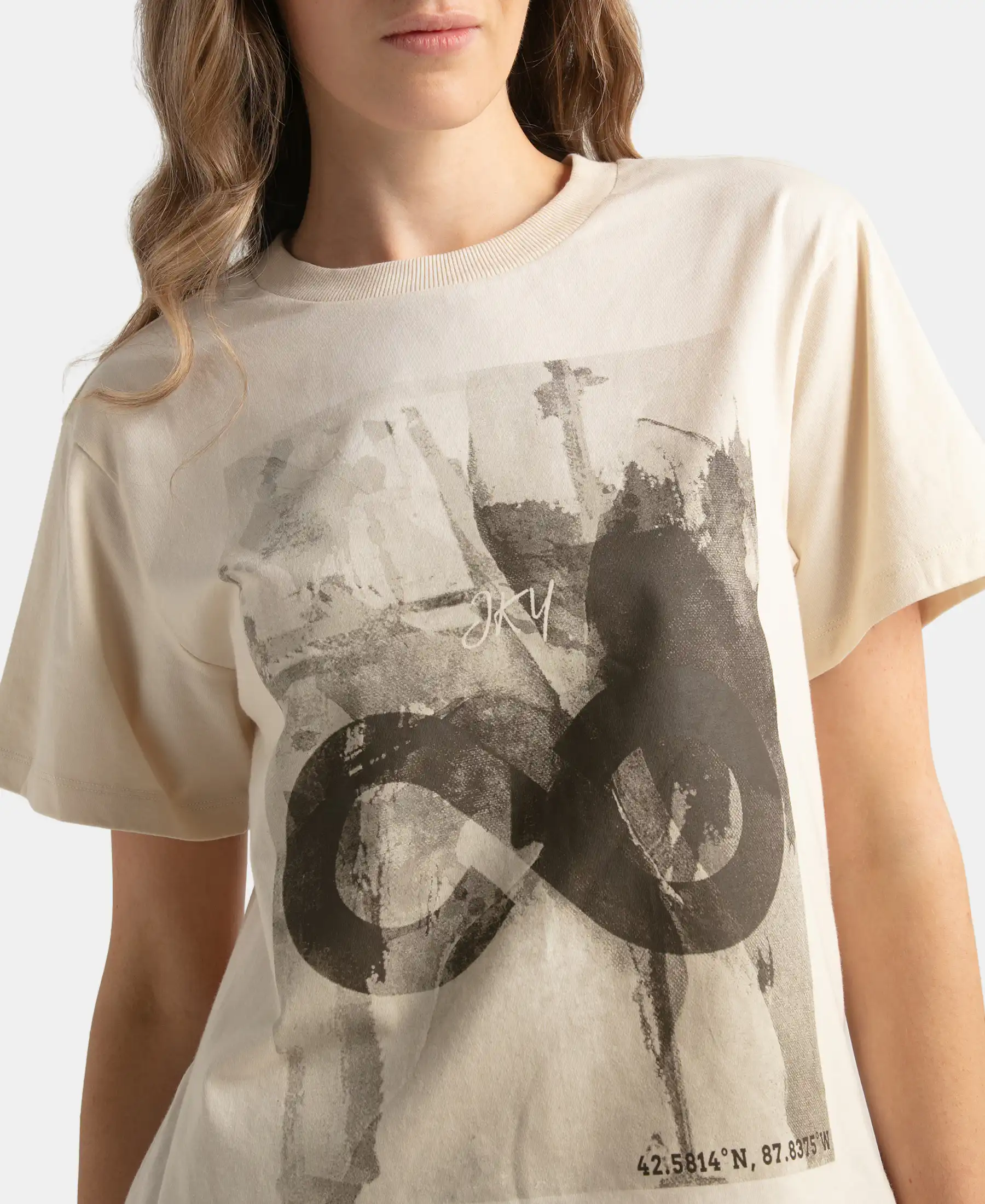 Super Combed Cotton Rich Oversized Graphic Print T-Shirt with Drop Shoulder Styling - Snow White - Image 8