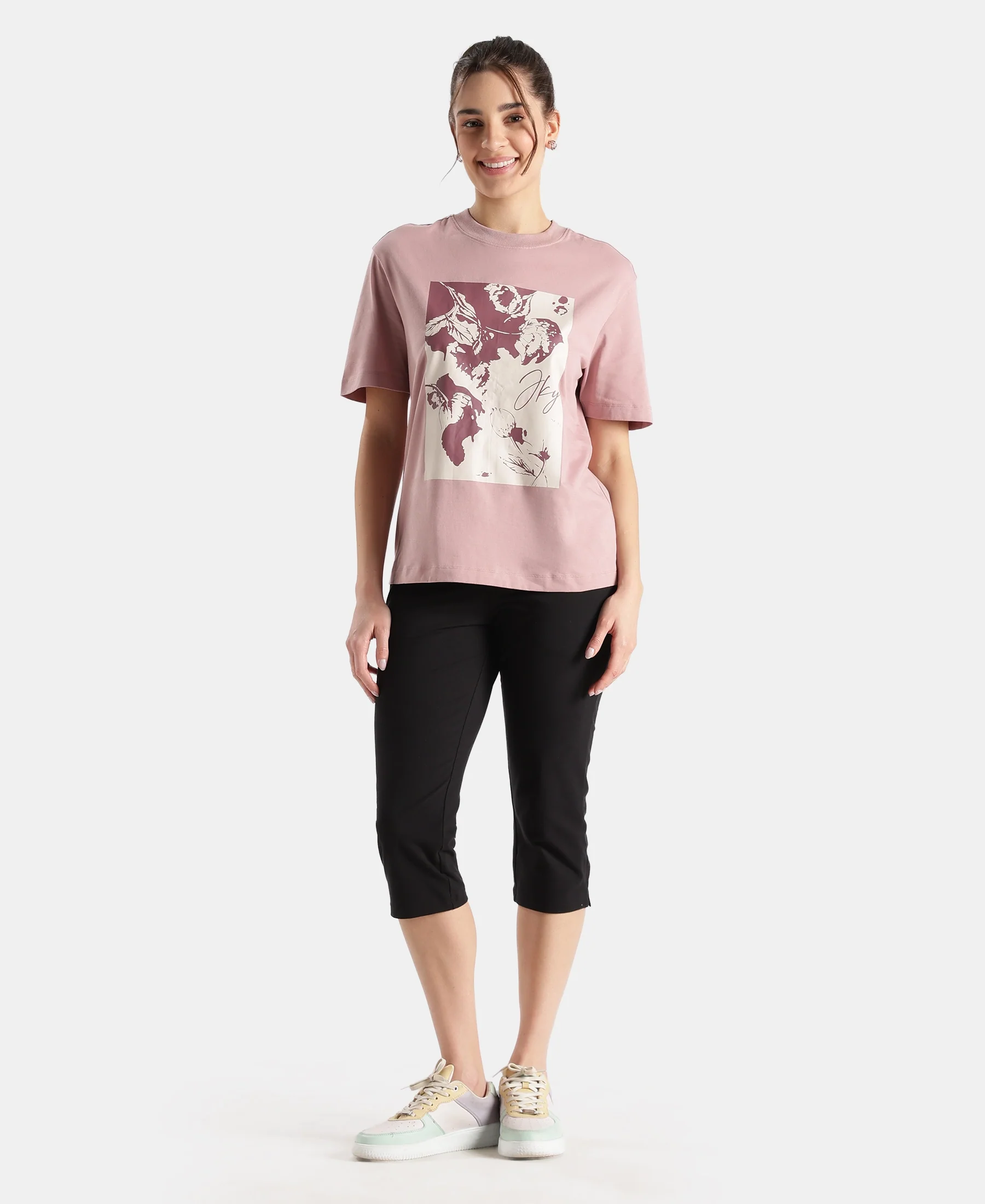 Super Combed Cotton Rich Oversized Printed T-Shirt - Wood Rose - Image 4