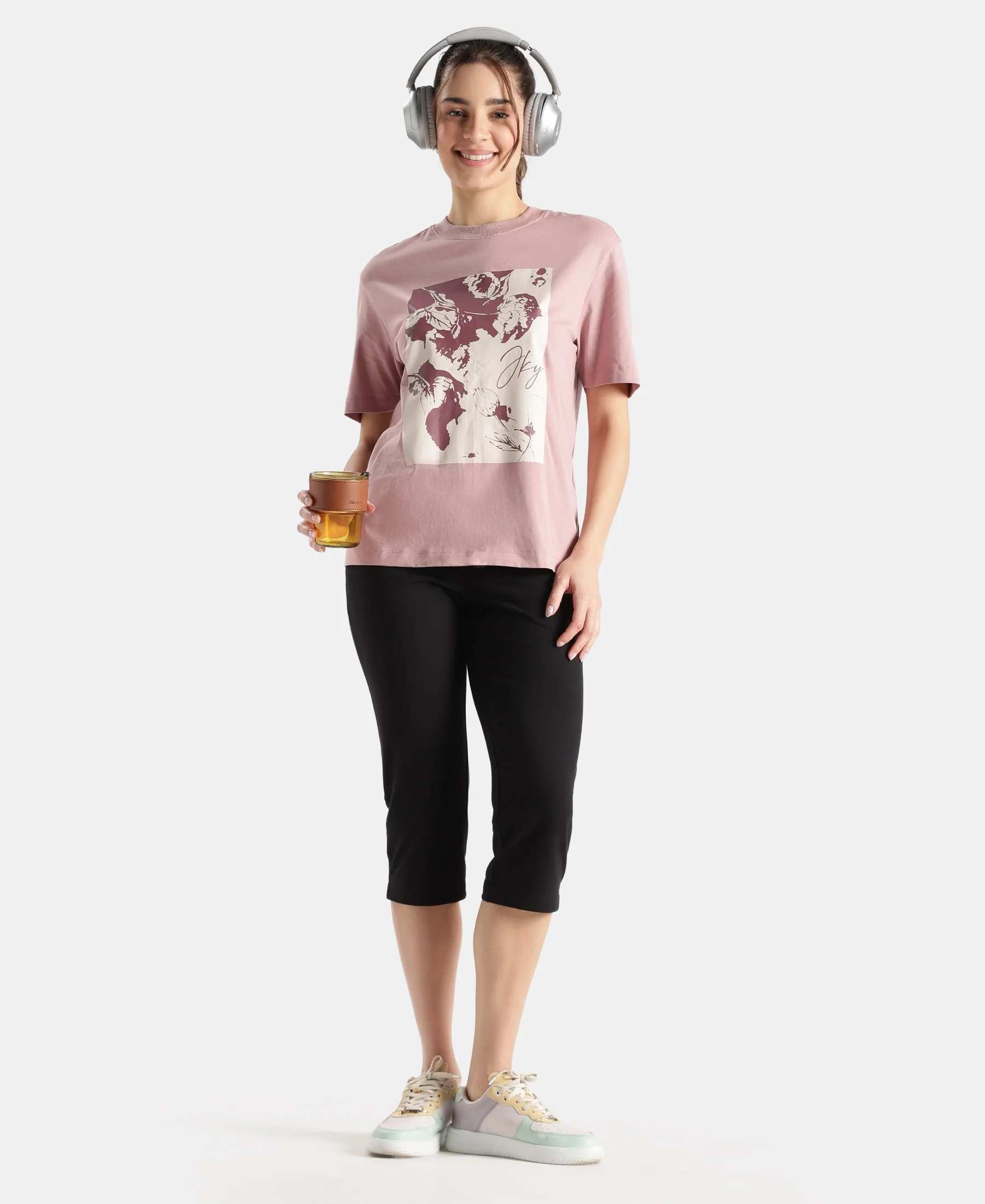Super Combed Cotton Rich Oversized Printed T-Shirt - Wood Rose - Image 6