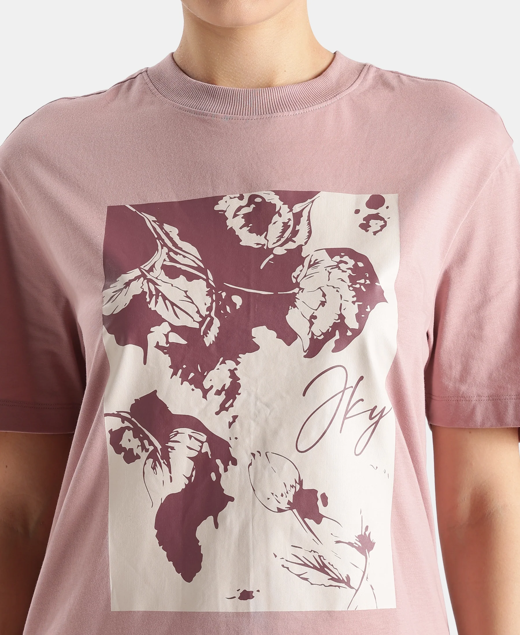 Super Combed Cotton Rich Oversized Printed T-Shirt - Wood Rose - Image 7