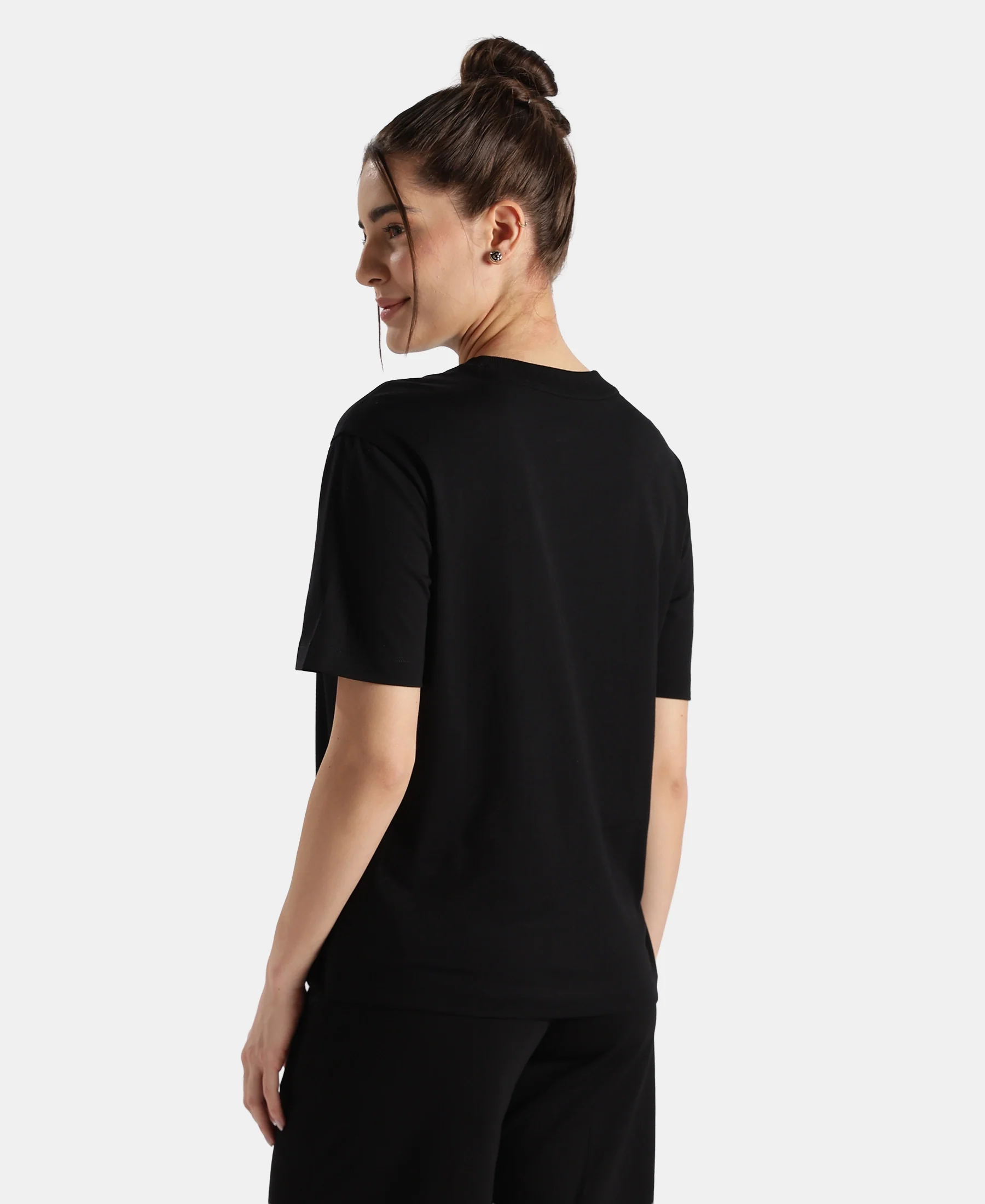 Super Combed Cotton Rich Oversized T-Shirt with Side Slits - Black - Image 3