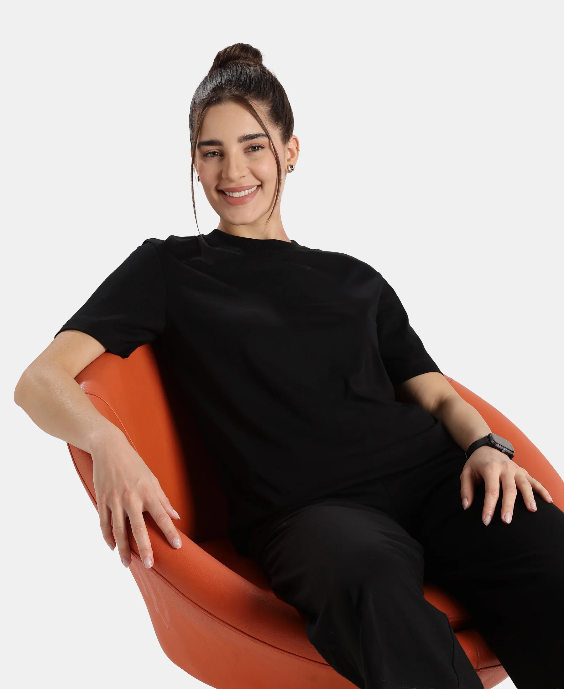 Super Combed Cotton Rich Oversized T-Shirt with Side Slits - Black - Image 5
