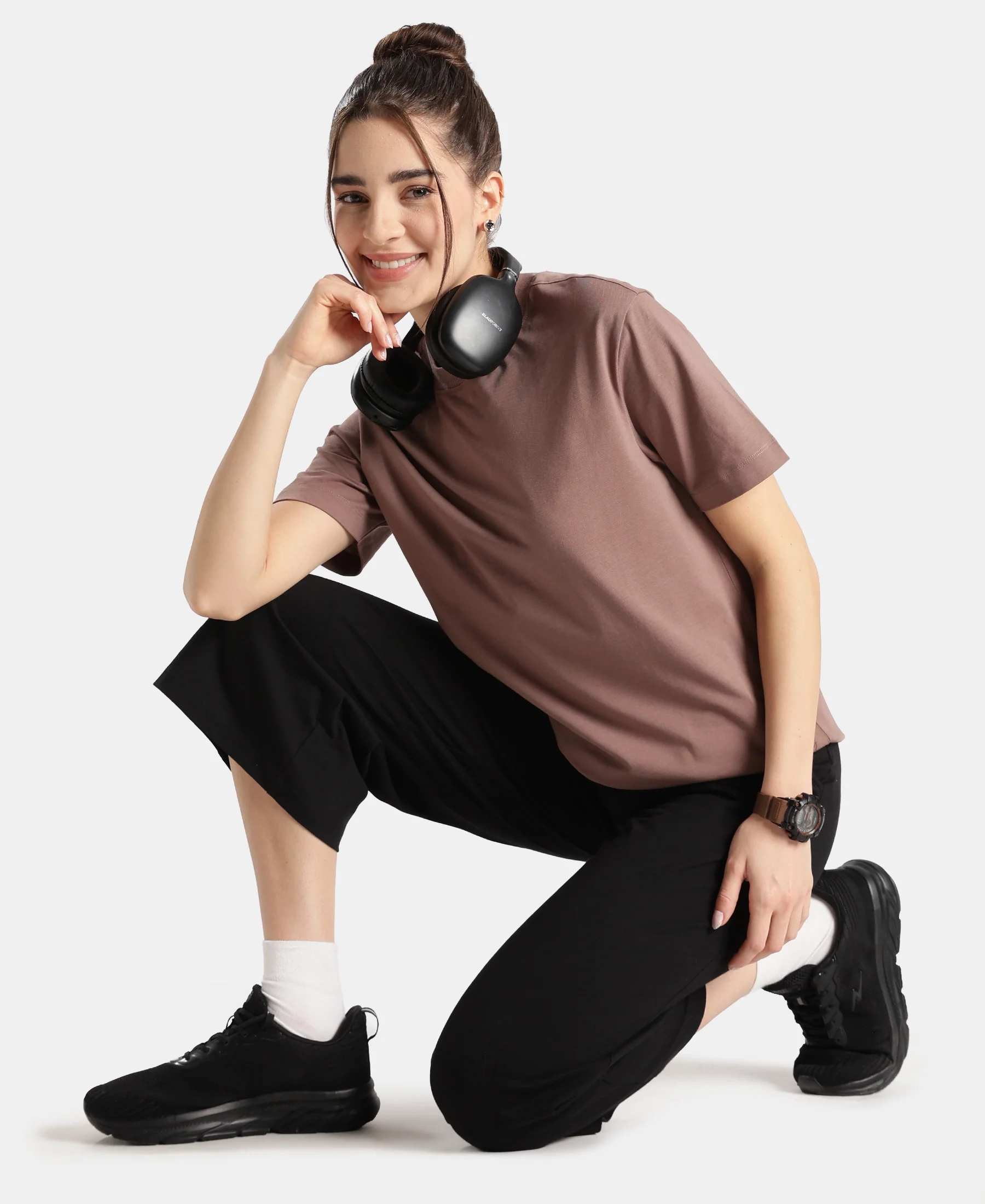 Super Combed Cotton Rich Oversized T-Shirt with Side Slits - Deep Taupe - Image 6