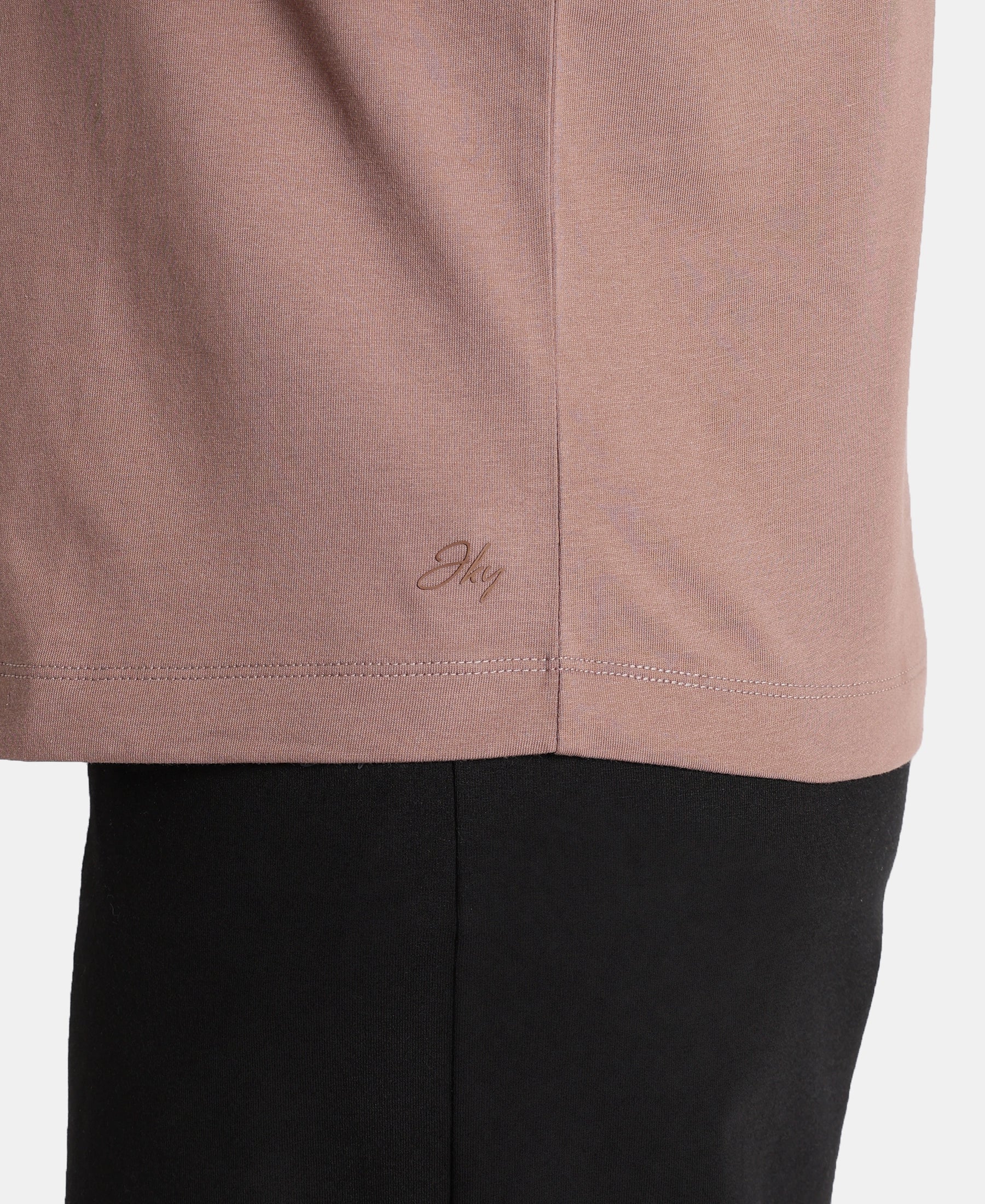 Super Combed Cotton Rich Oversized T-Shirt with Side Slits - Deep Taupe - Image 8