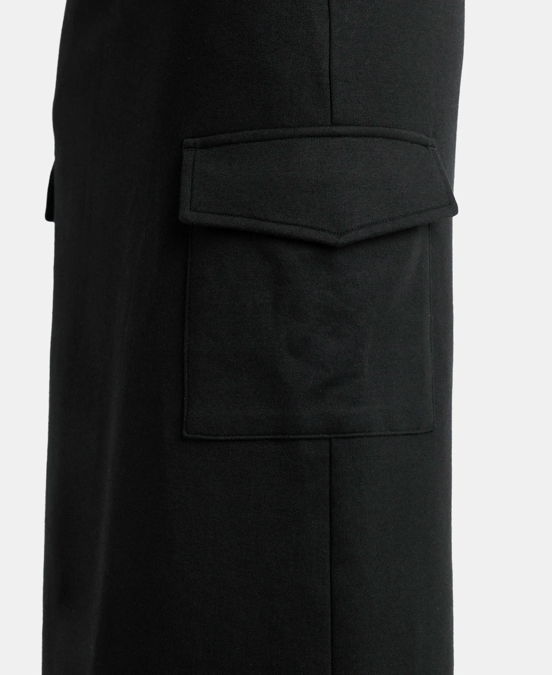 Super Combed Cotton Rich Pique Fabric Cargo Skirt with Inner Drawstrings - Black - Image 10