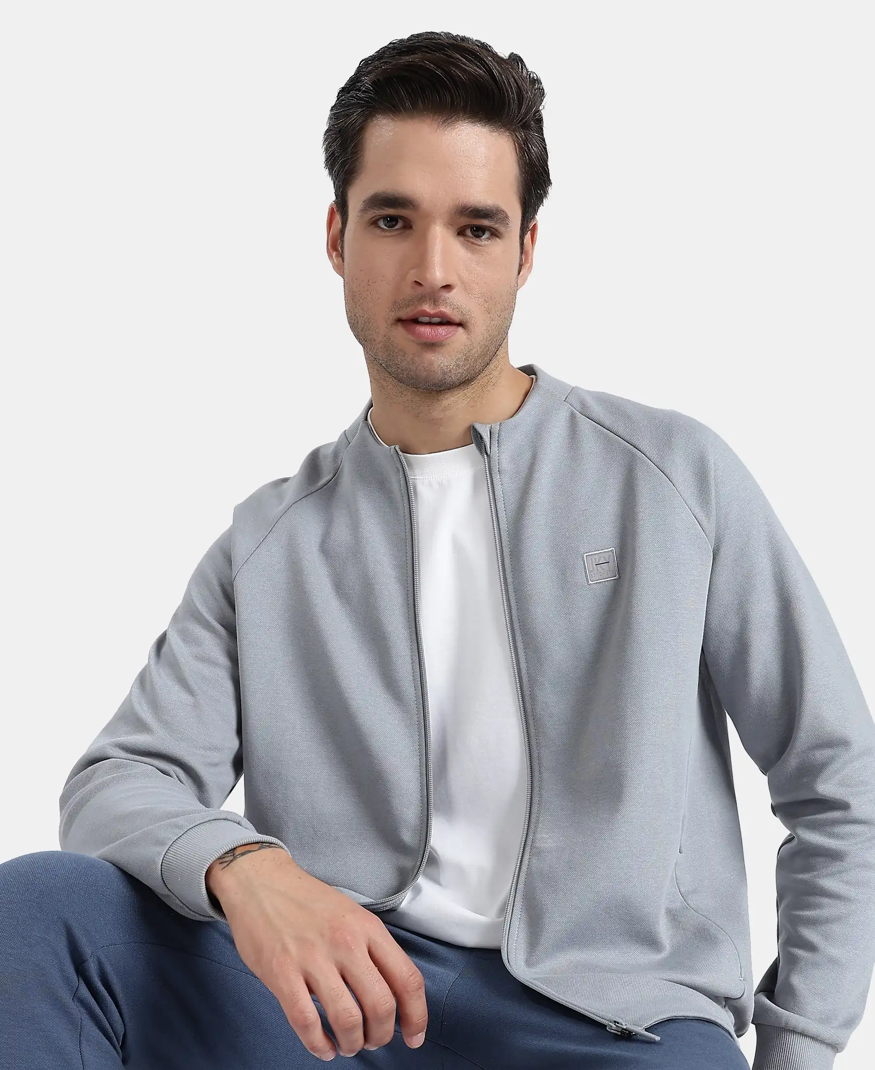 Super Combed Cotton Rich Pique Fabric Jacket with Ribbed Cuffs - Weathervane - Image 5