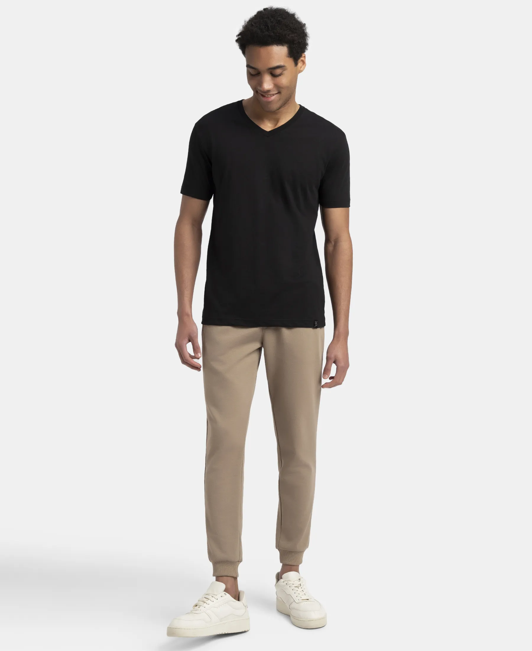 Super Combed Cotton Rich Pique Slim Fit Jogger with Zipper Pockets - Desert Taupe - Image 4