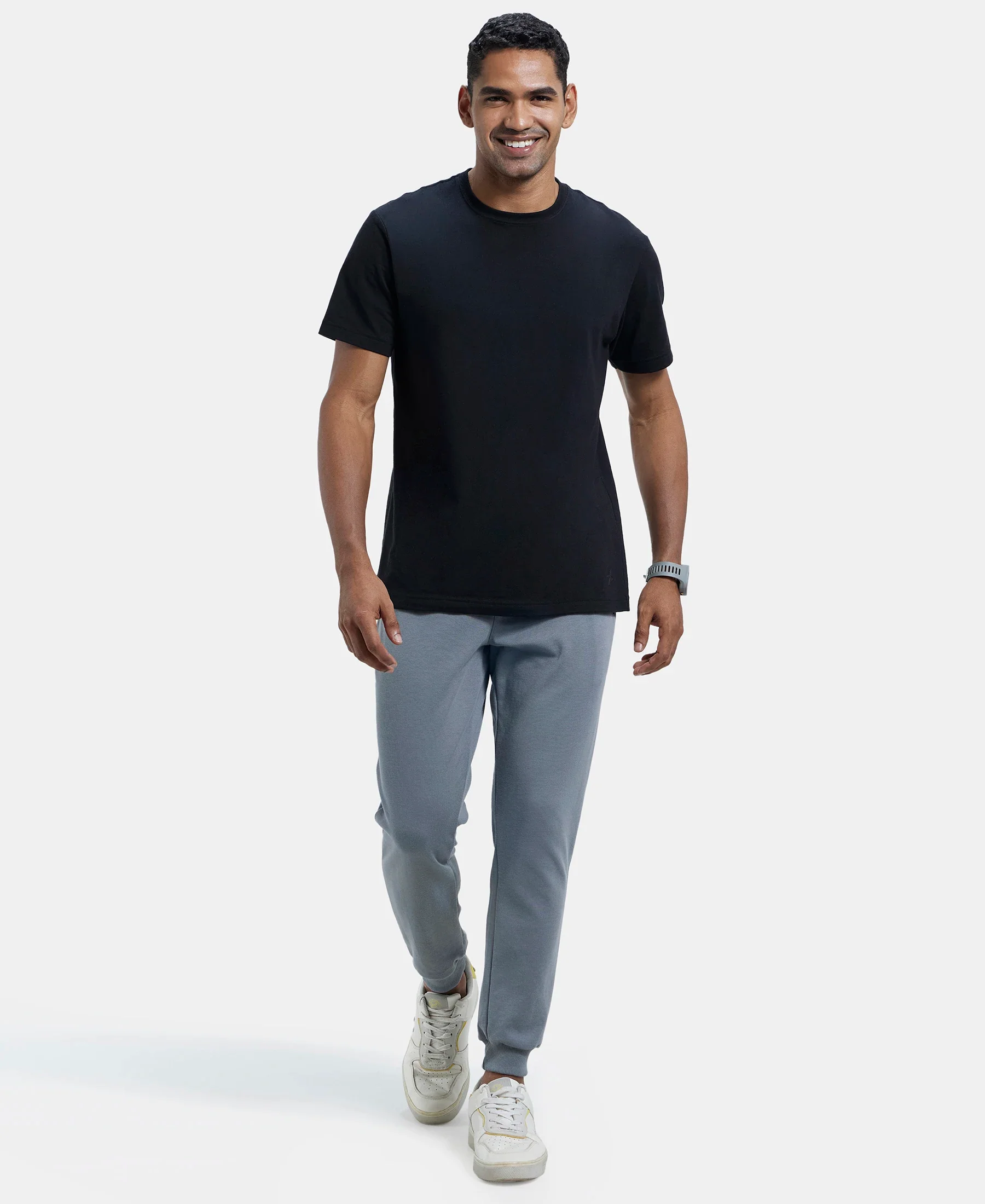 Super Combed Cotton Rich Pique Slim Fit Jogger with Zipper Pockets - Performance Grey - Image 4