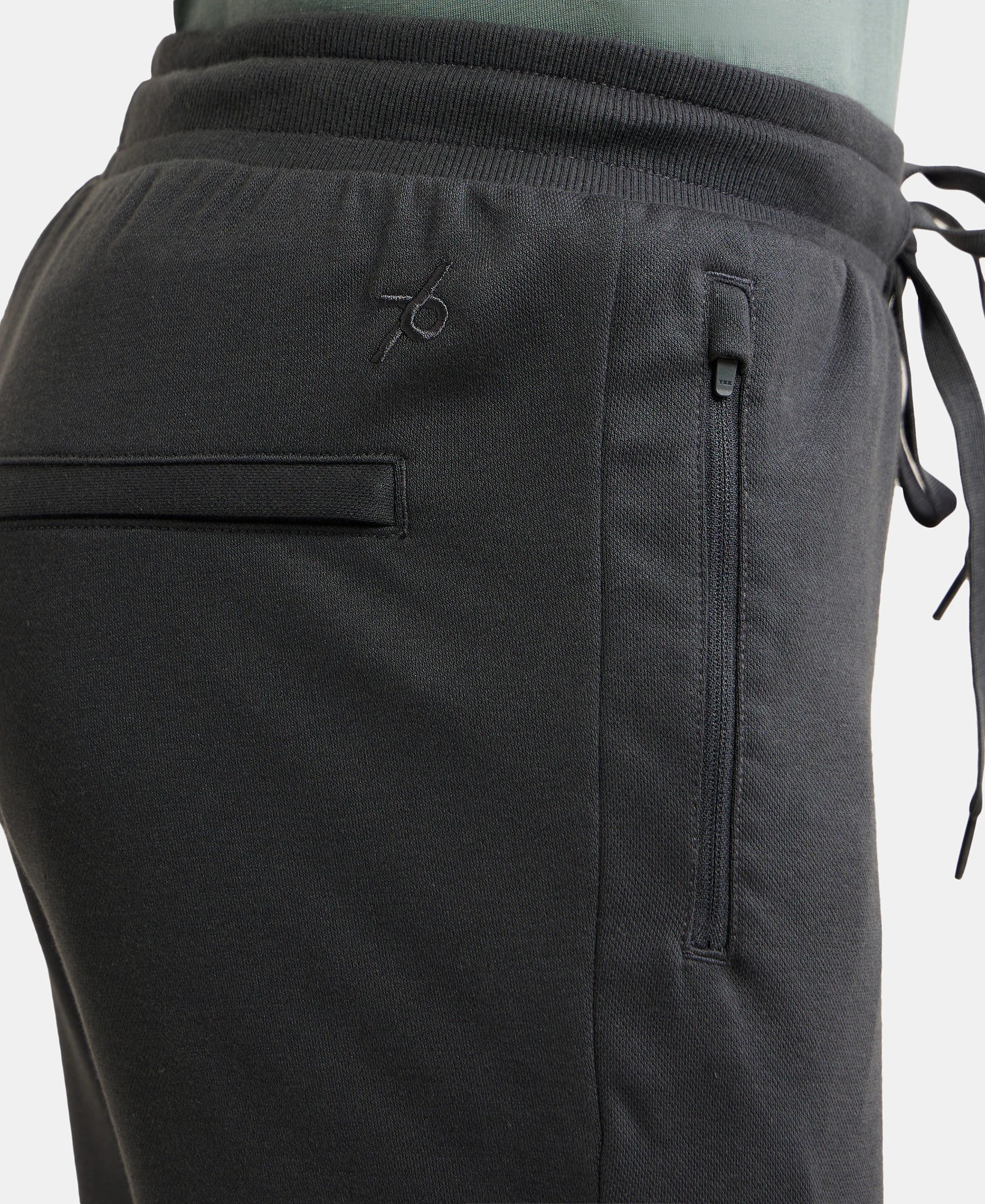 Super Combed Cotton Rich Pique Slim Fit Trackpant with Side Zipper Pockets - Graphite - Image 7