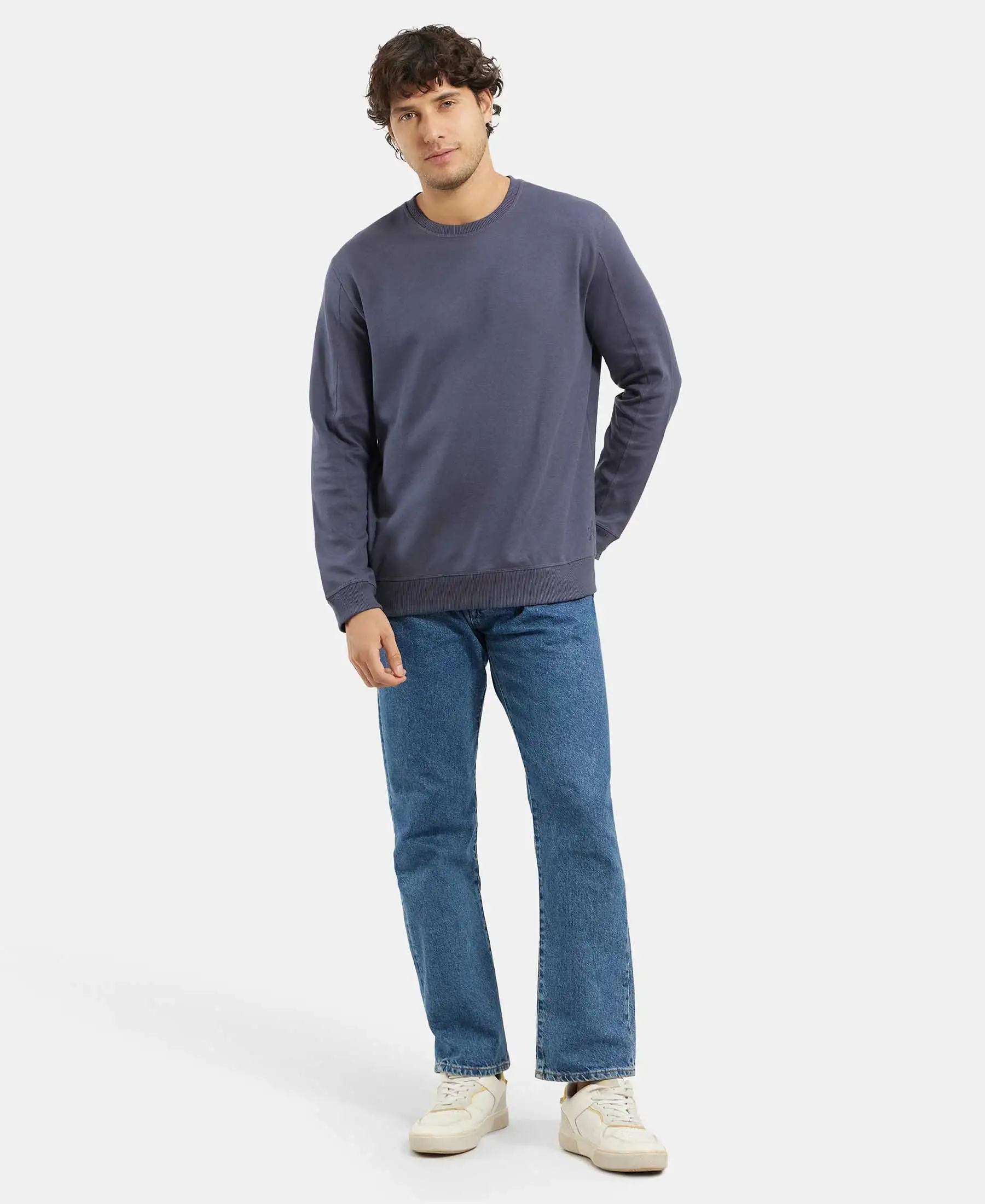 Super Combed Cotton Rich Pique Sweatshirt with Ribbed Cuffs - Odyssey grey - Image 6