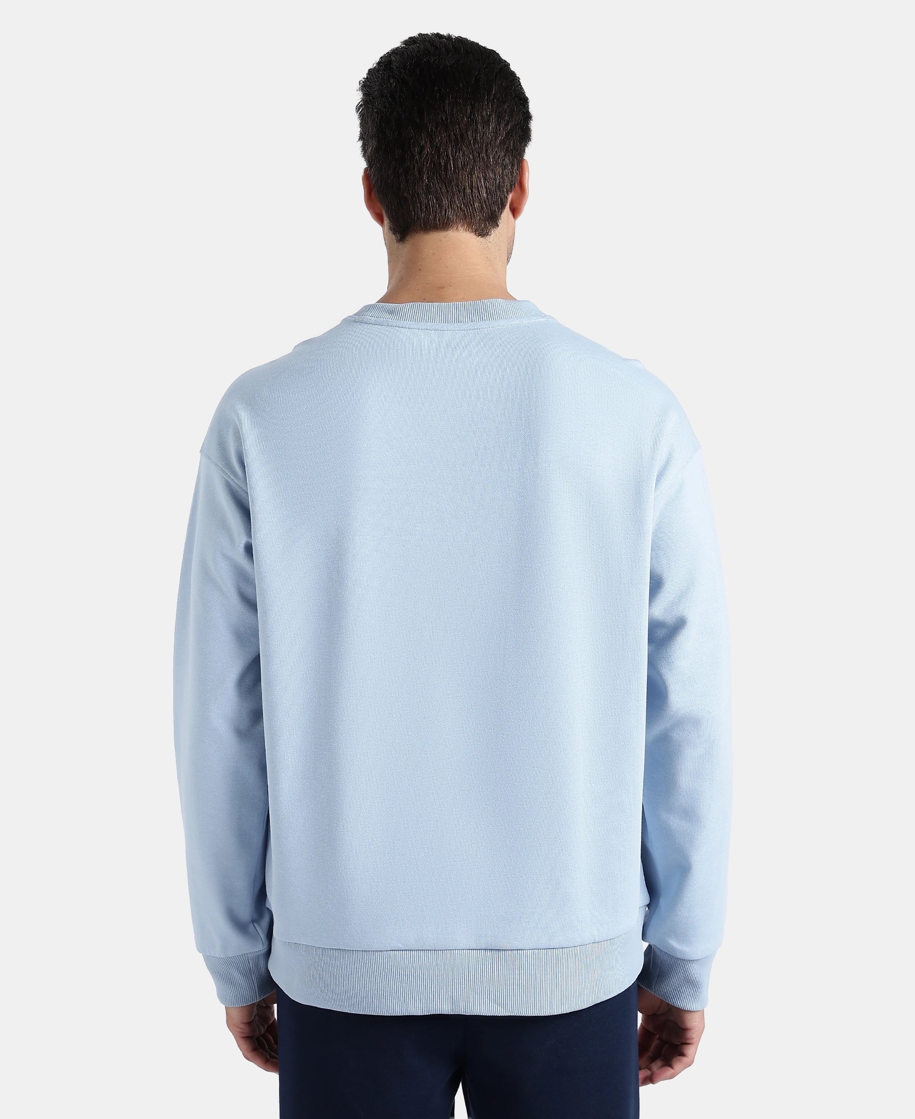 Super Combed Cotton Rich Pique Sweatshirt With Ribbed Cuffs - Soft Chambray - Image 3