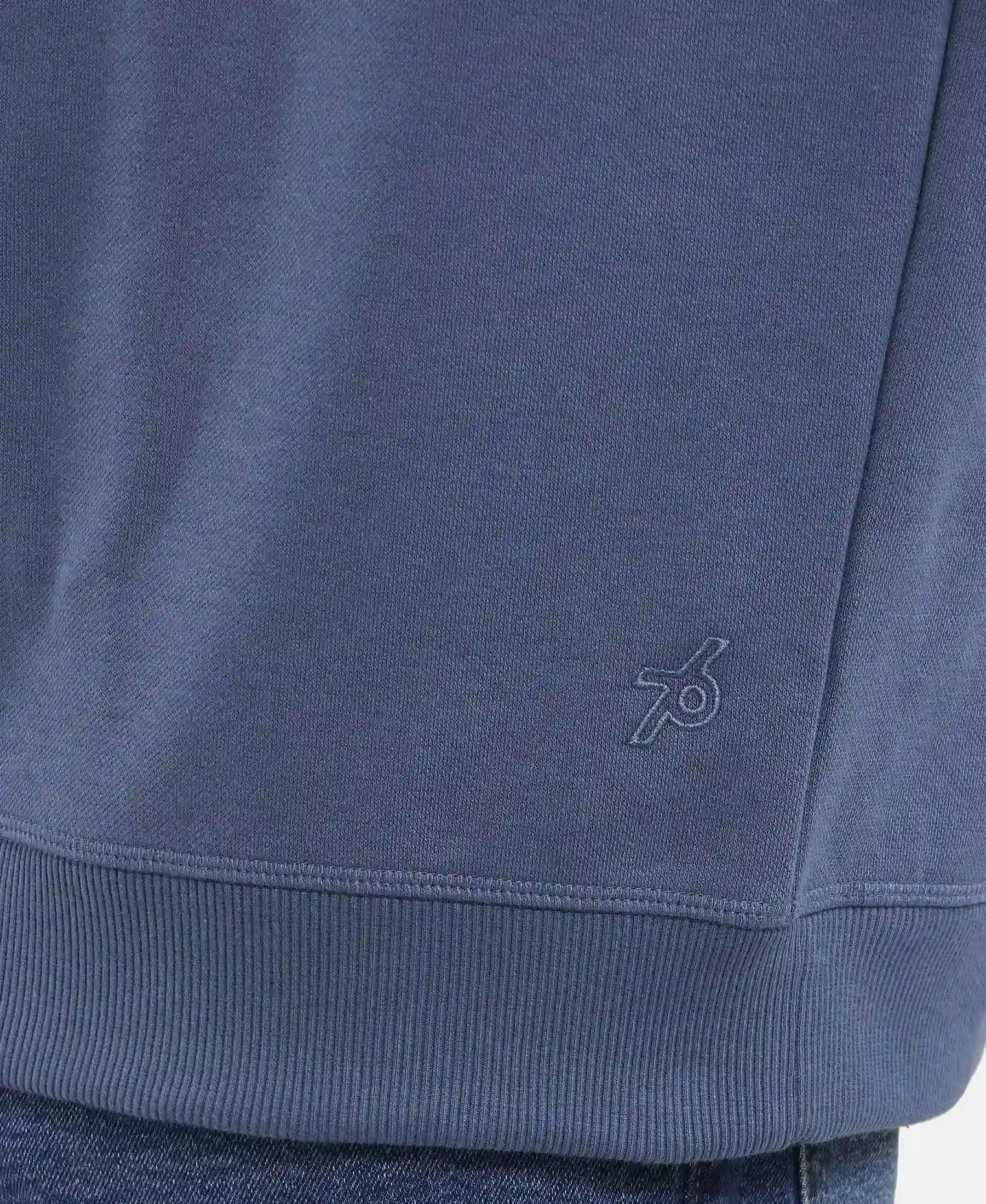 Super Combed Cotton Rich Pique Sweatshirt with Ribbed Cuffs - Vintage Indigo - Image 7