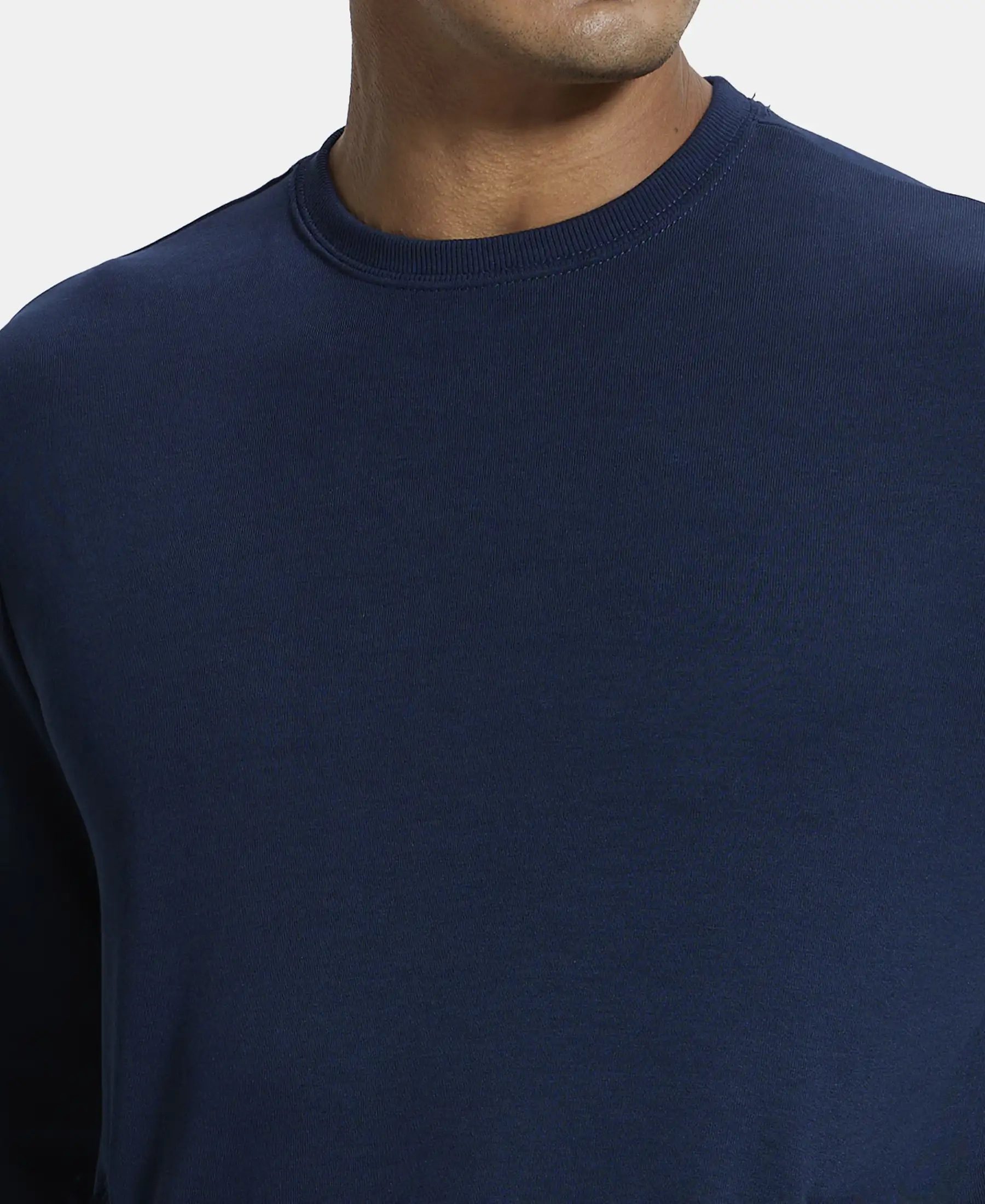 Super Combed Cotton Rich Plated Sweatshirt with Zipper Pockets - Navy - Image 6
