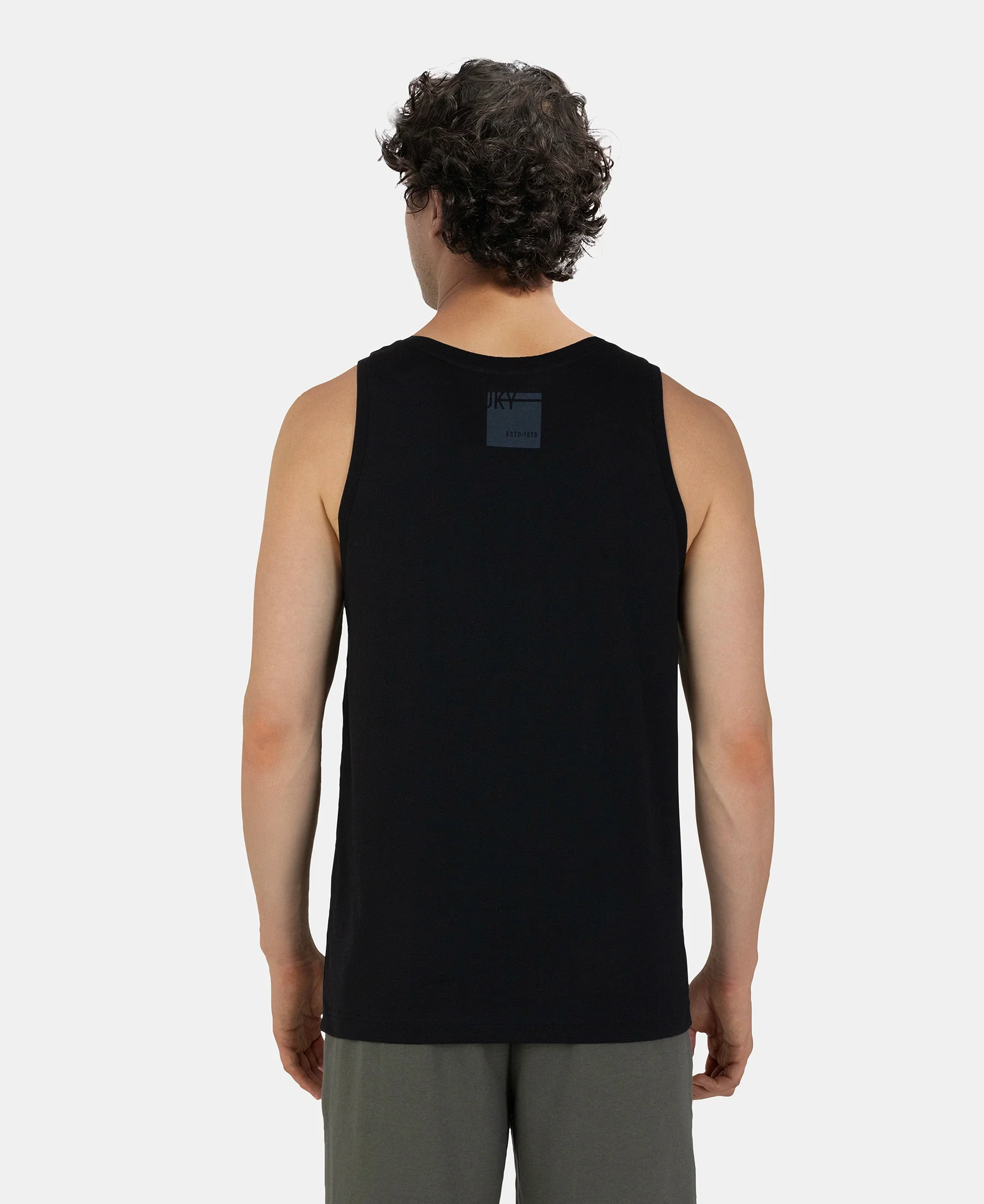 Super Combed Cotton Rich Graphic Printed Tank Top - Black - Image 3