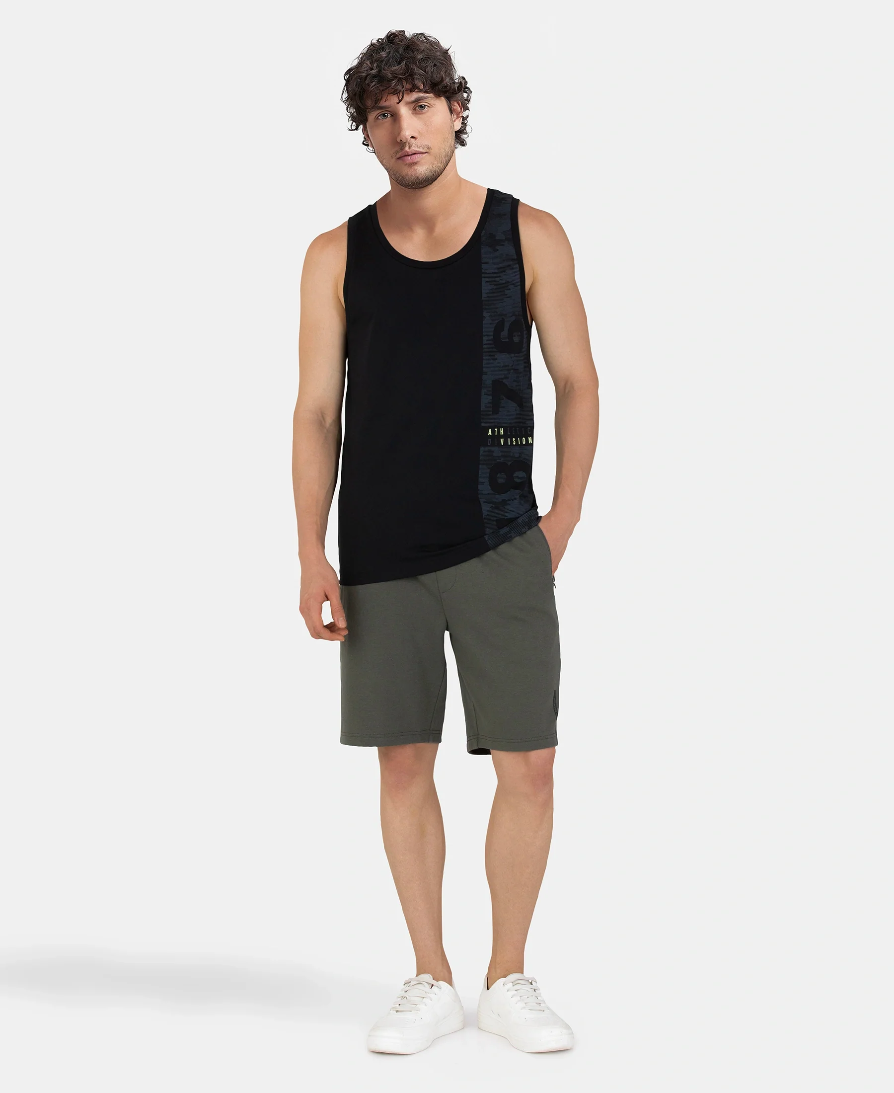 Super Combed Cotton Rich Graphic Printed Tank Top - Black - Image 4