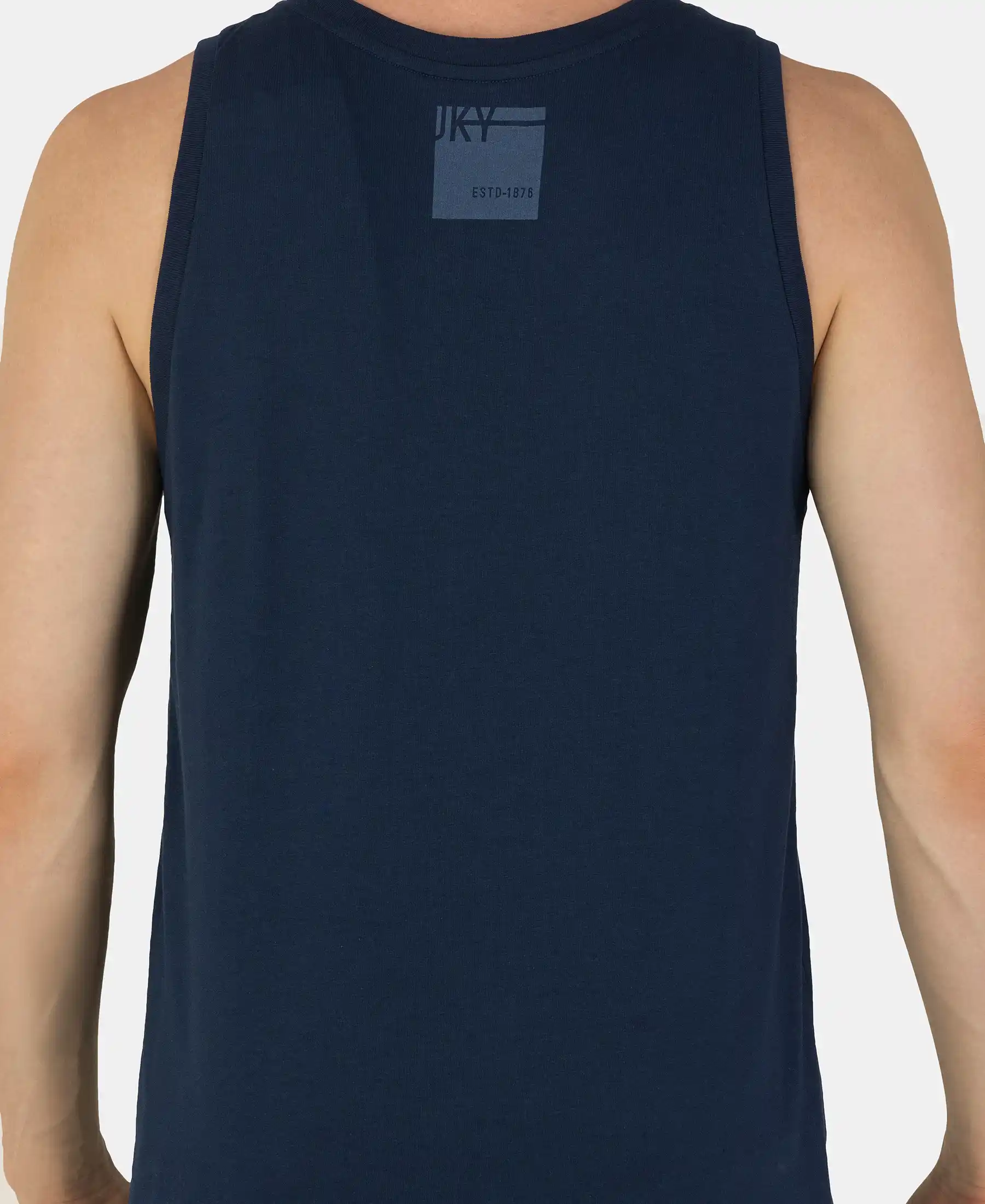 Super Combed Cotton Rich Graphic Printed Tank Top - Navy - Image 8