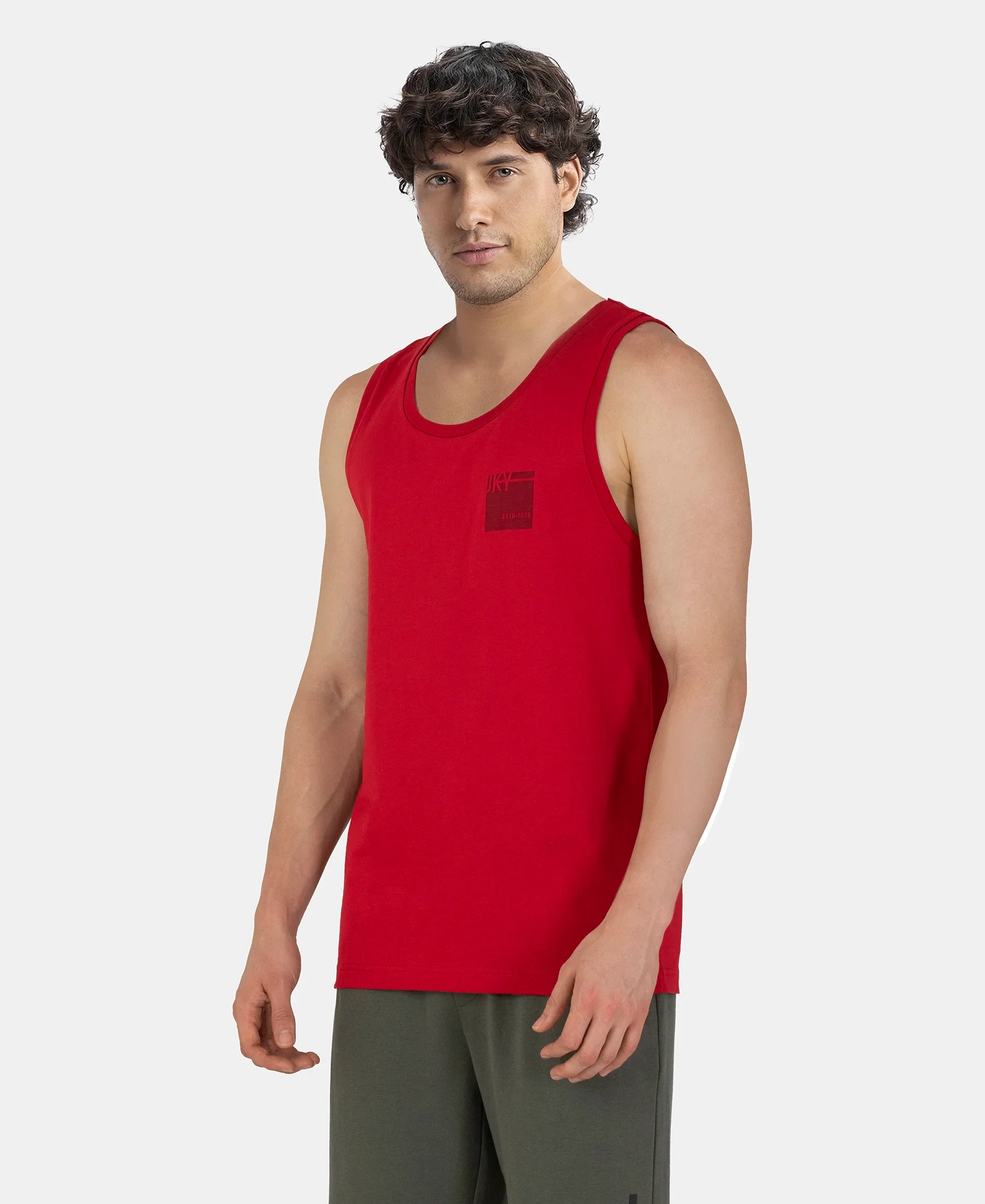 Super Combed Cotton Rich Graphic Printed Tank Top - Shanghai Red - Image 2