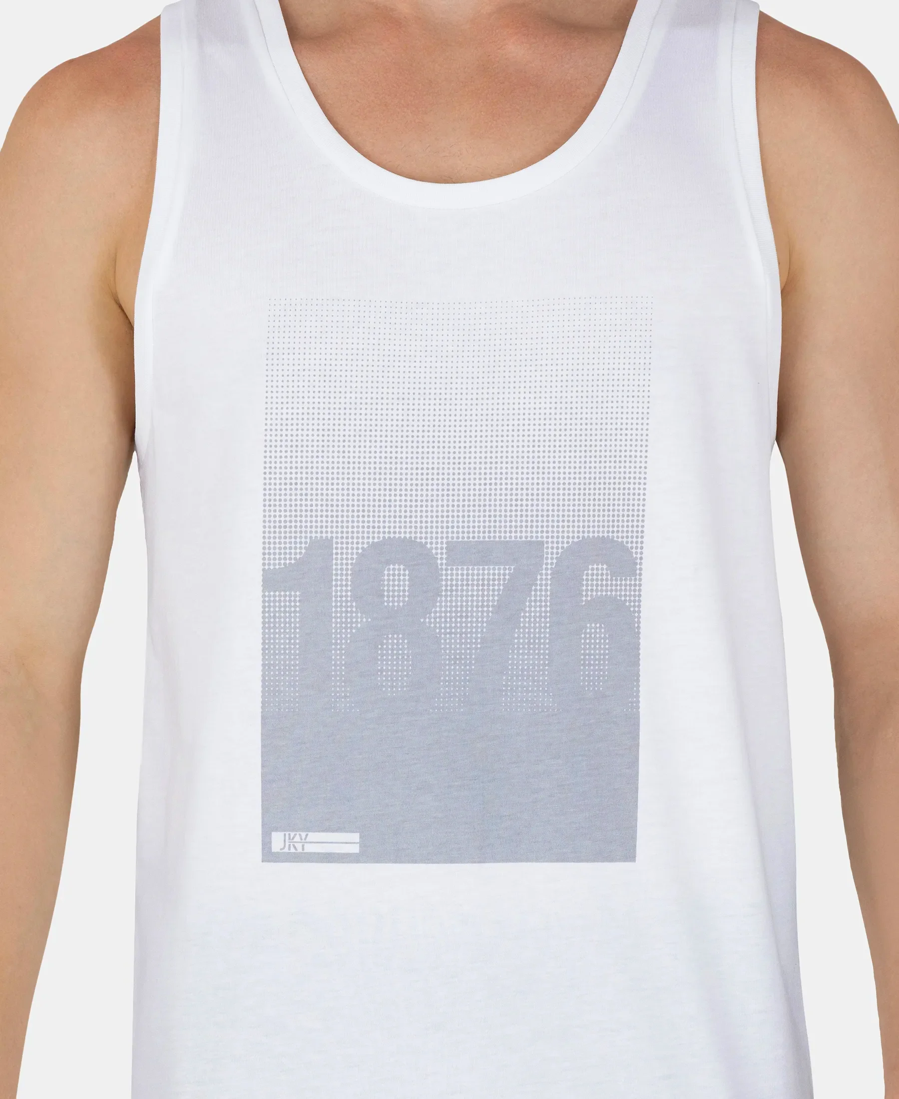 Super Combed Cotton Rich Graphic Printed Tank Top - White - Image 7