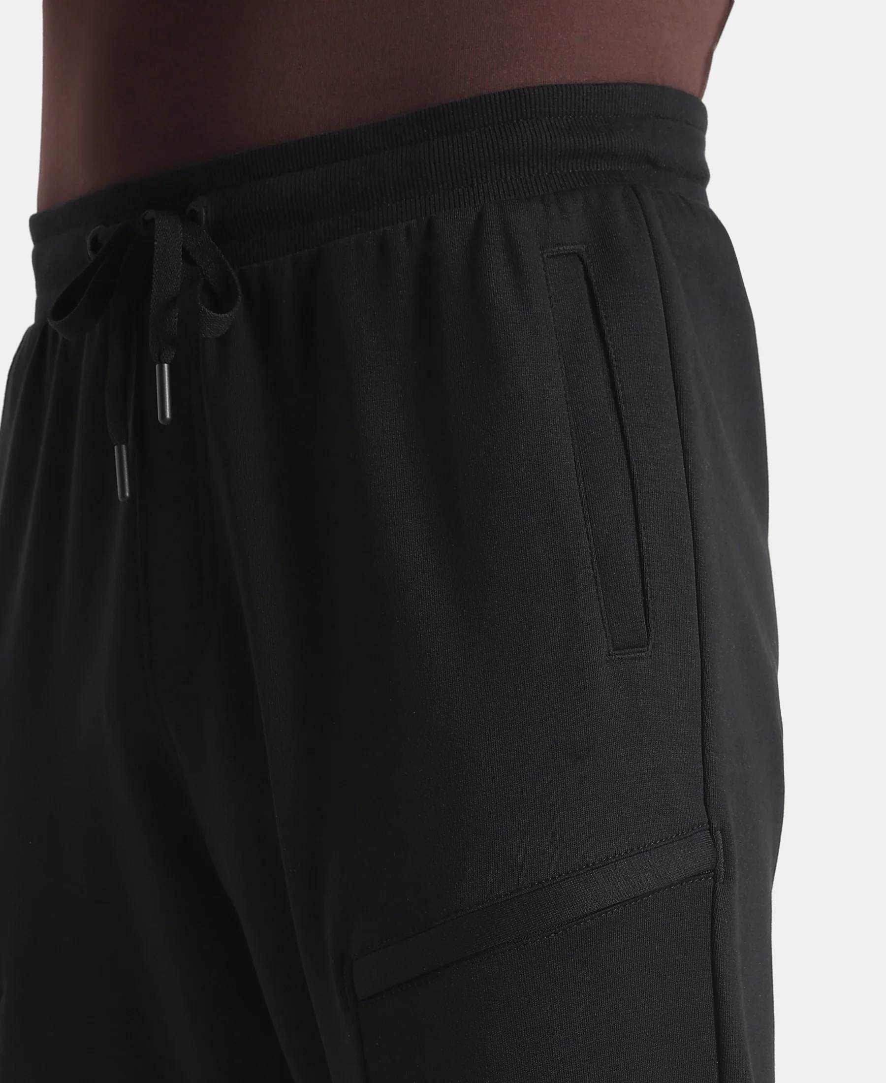 Super Combed Cotton Rich Regular Fit Jogger with Zipper Pockets - Black - Image 8
