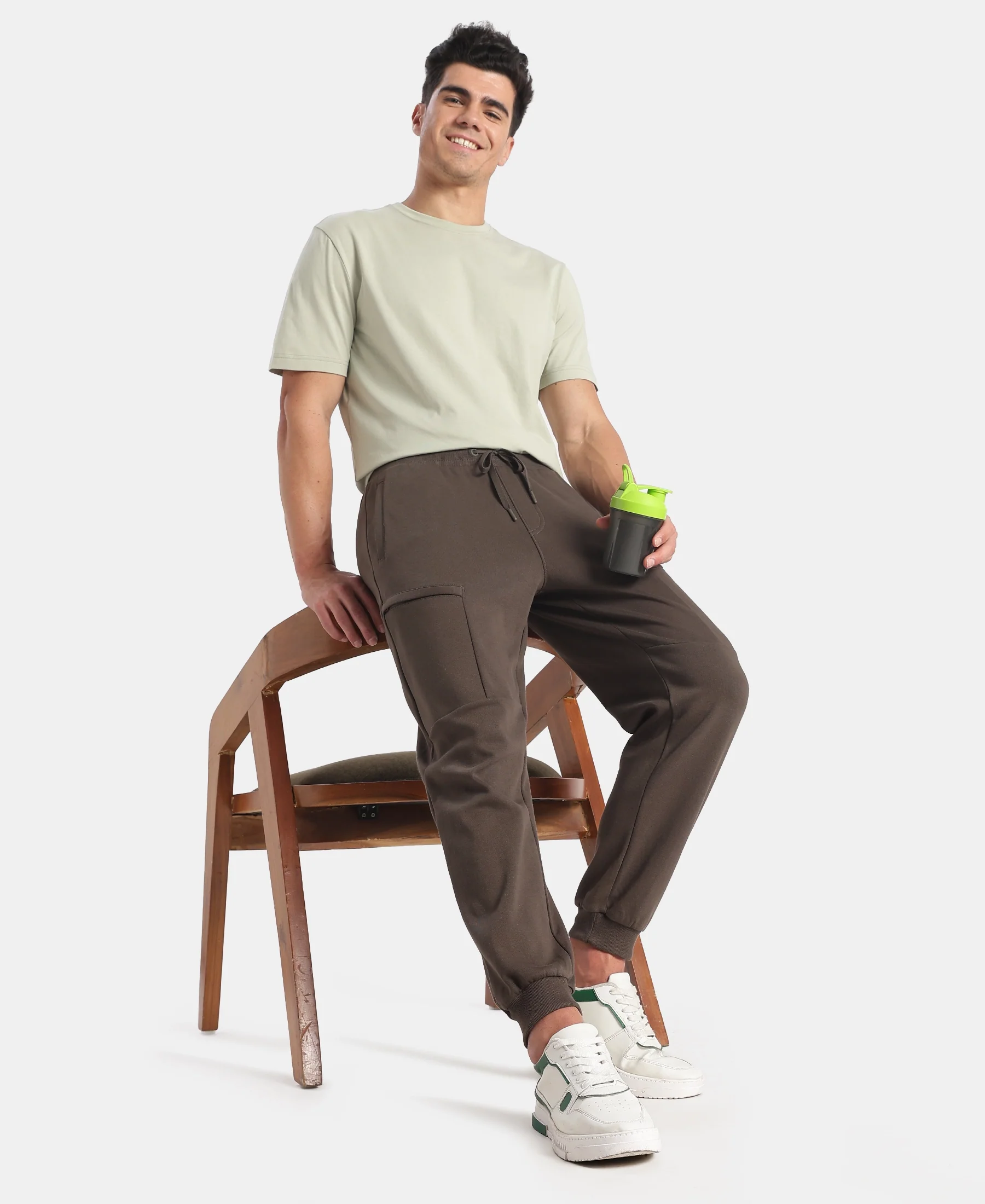 Super Combed Cotton Rich Regular Fit Jogger with Zipper Pockets - Black Olive - Image 6